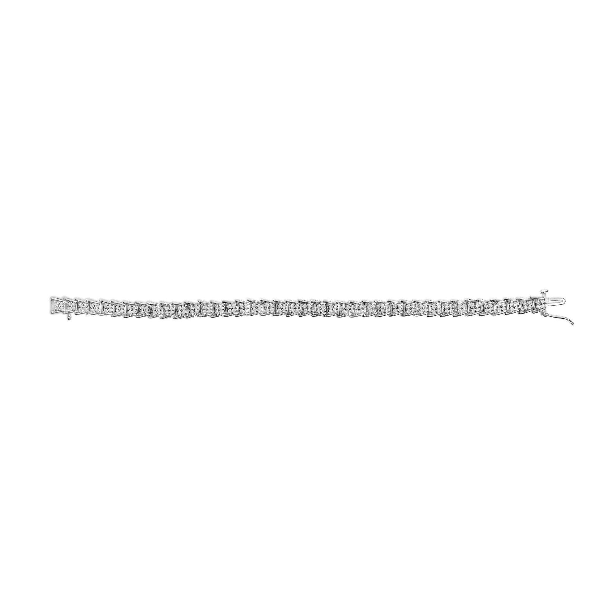 10k White Gold 2 cttw Diamond Fan-Shaped Link Tennis Bracelet (I-J Clarity, I3 Color) - Size 7.25"-3