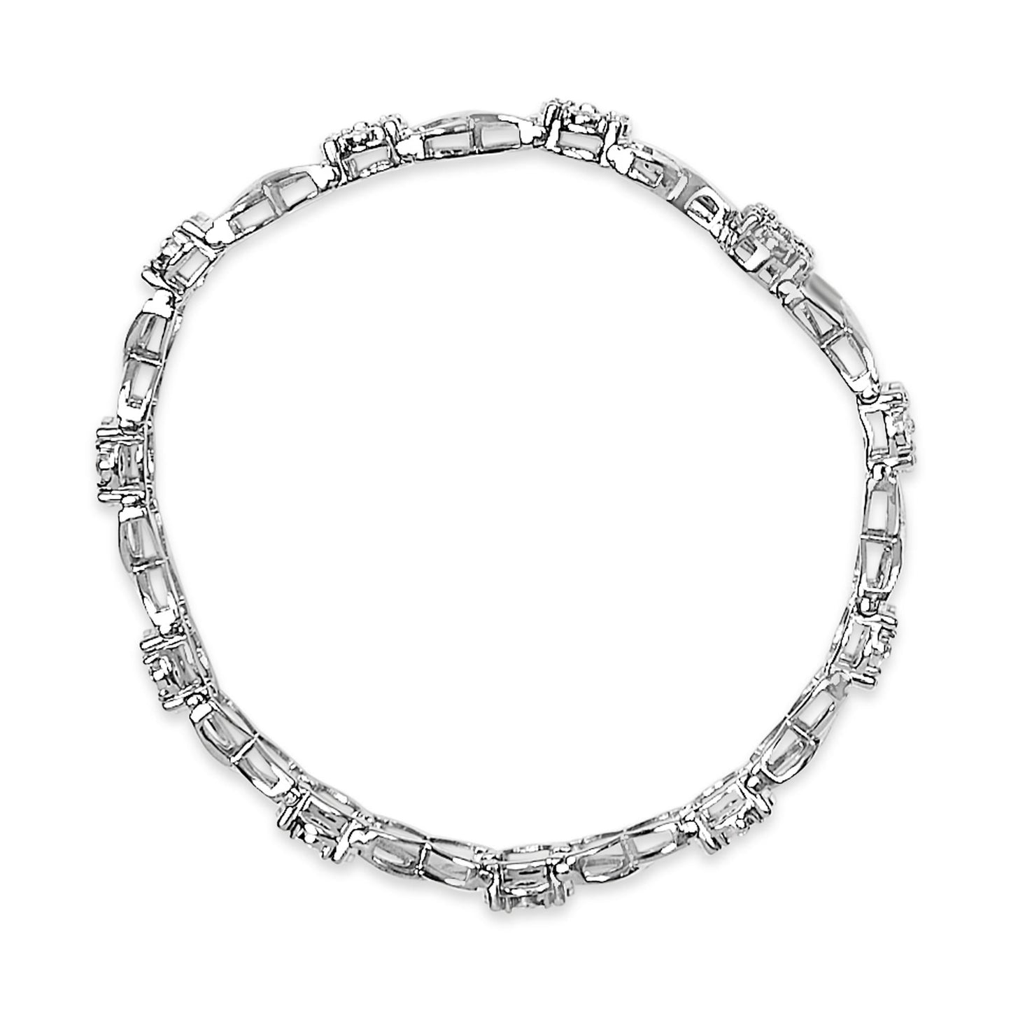 Sterling Silver Rose-Cut Diamond Love Locks Link Bracelet (1.00cttw,I-J color,I3-Promo clarity)-3