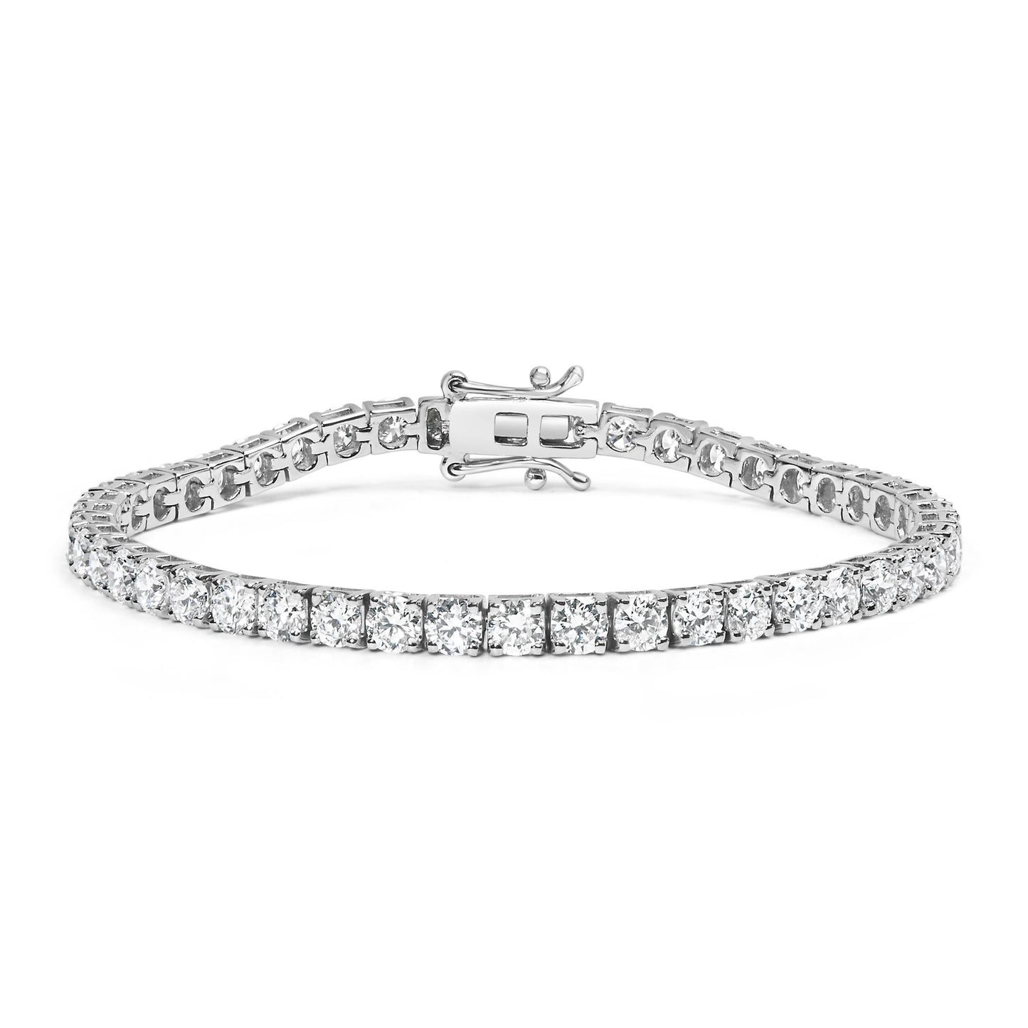 14K White Gold 4-Prong Set Lab Grown Round Diamond Classic Tennis Bracelet (F-G Color, VS1-VS2 Clarity) - 7.25"-5