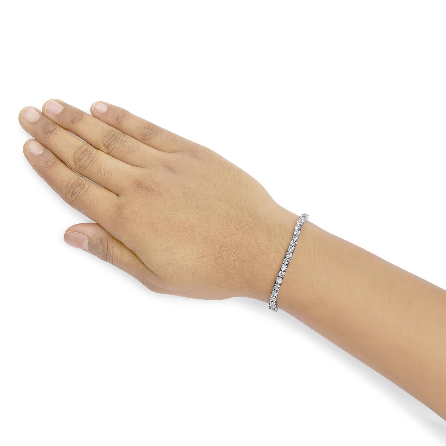 14K White Gold 4-Prong Set Lab Grown Round Diamond Classic Tennis Bracelet (F-G Color, VS1-VS2 Clarity) - 7.25"-2