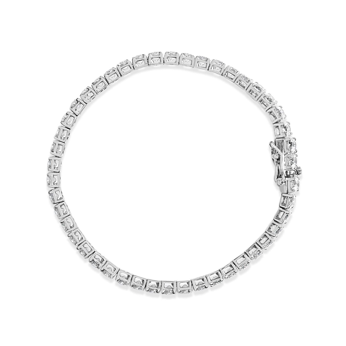 14K White Gold 4-Prong Set Lab Grown Round Diamond Classic Tennis Bracelet (F-G Color, VS1-VS2 Clarity) - 7.25"-3