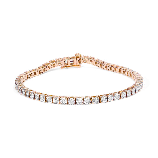 .925 Sterling Silver 1.0 Cttw Miracle-Set Diamond Round Faceted Bezel Tennis Bracelet (I-J Color, I3 Clarity)-0