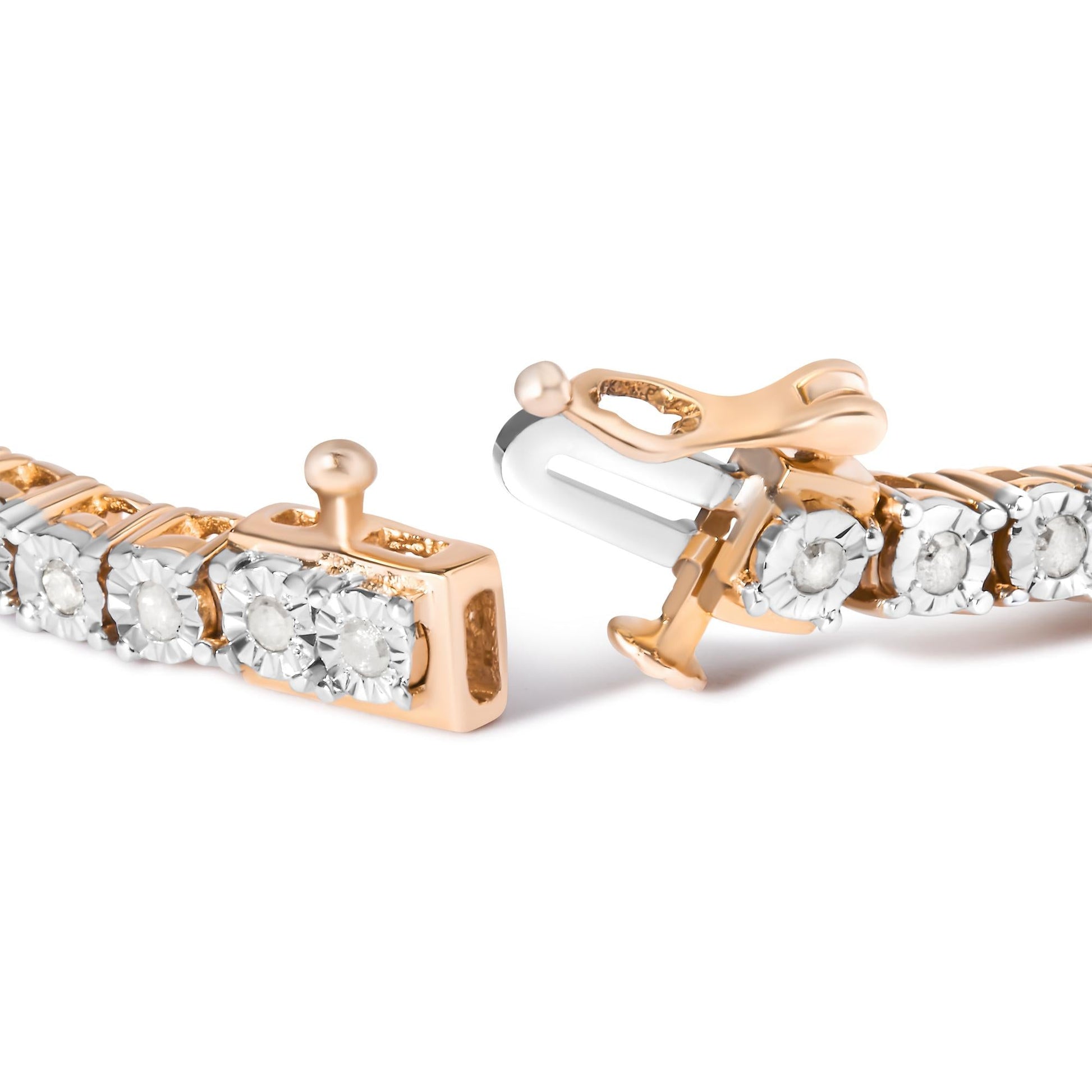 .925 Sterling Silver 1.0 Cttw Miracle-Set Diamond Round Faceted Bezel Tennis Bracelet (I-J Color, I3 Clarity)-3
