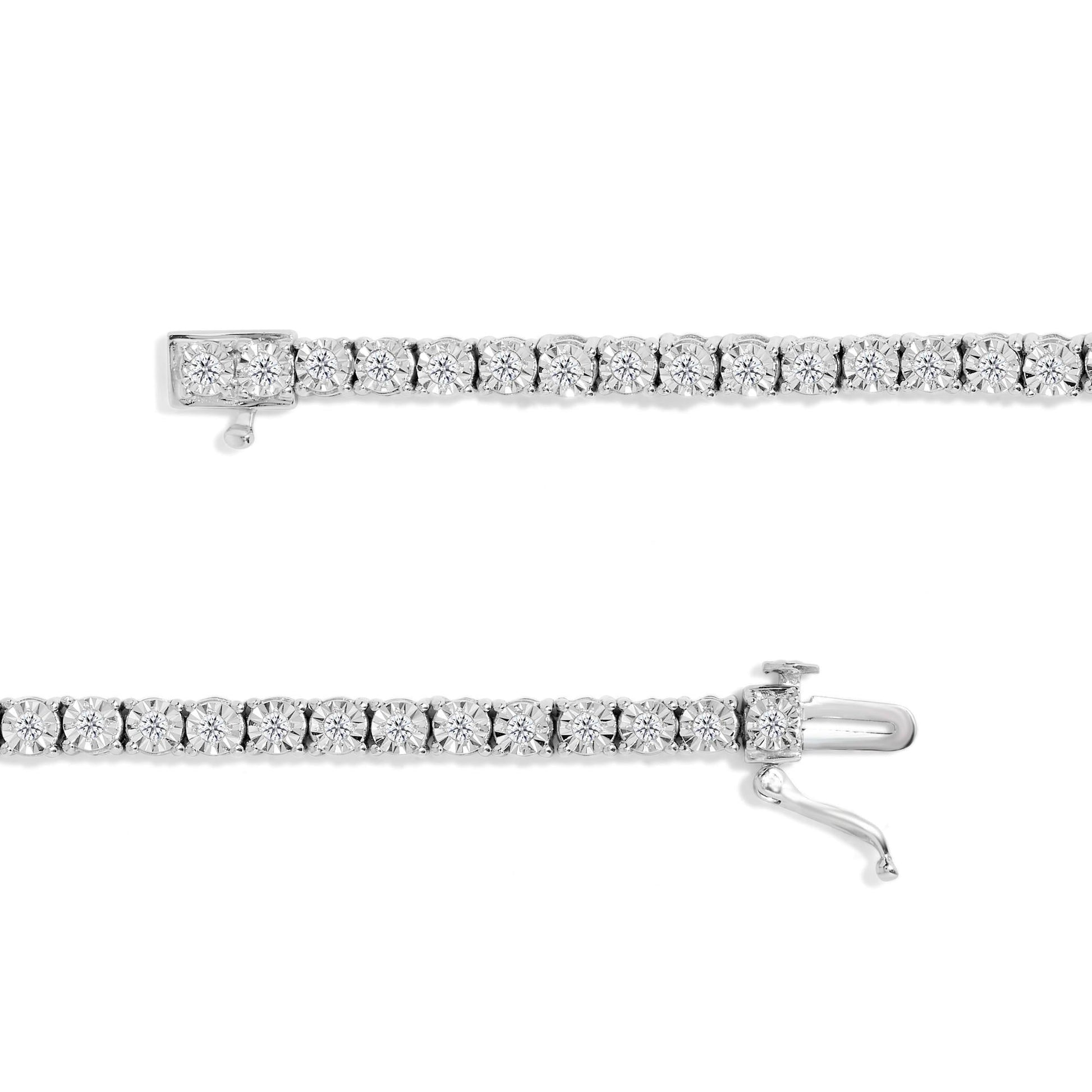 IGI Certified .925 Sterling Silver 1.0 Cttw Miracle-Set Diamond Round Miracle Plate Tennis Bracelet (I-J Color, I3 Clarity)-3
