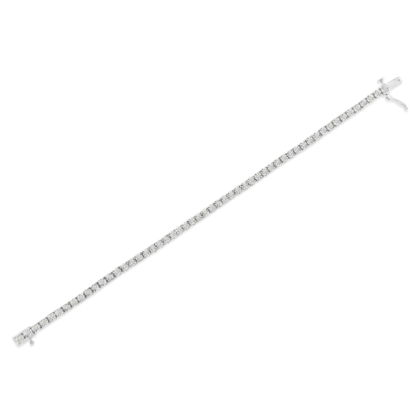 IGI Certified .925 Sterling Silver 1.0 Cttw Miracle-Set Diamond Round Miracle Plate Tennis Bracelet (I-J Color, I3 Clarity)-4