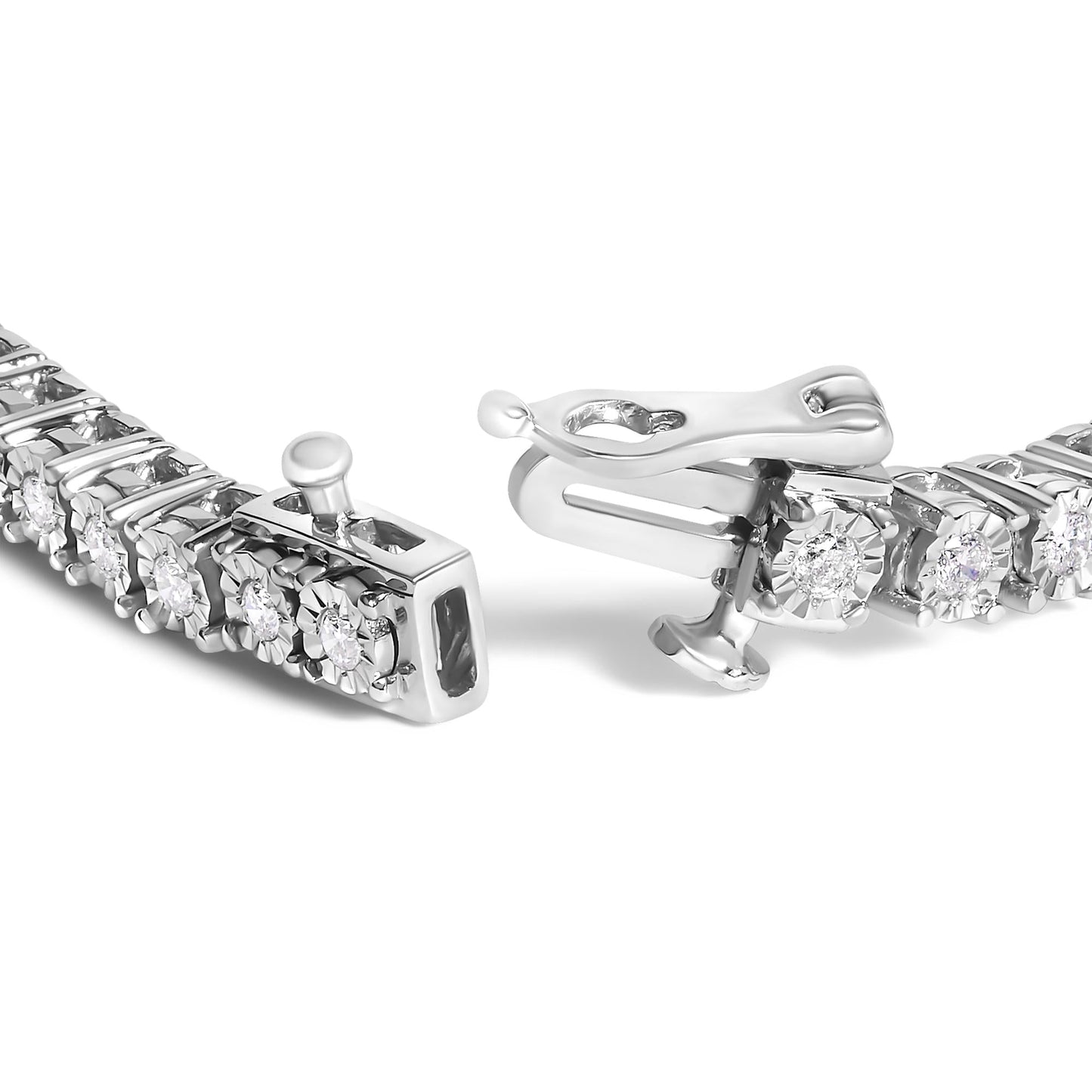 .925 Sterling Silver Lab Grown Diamond Illusion-Set Miracle Plate Tennis Bracelet - 7.25" Inches-1