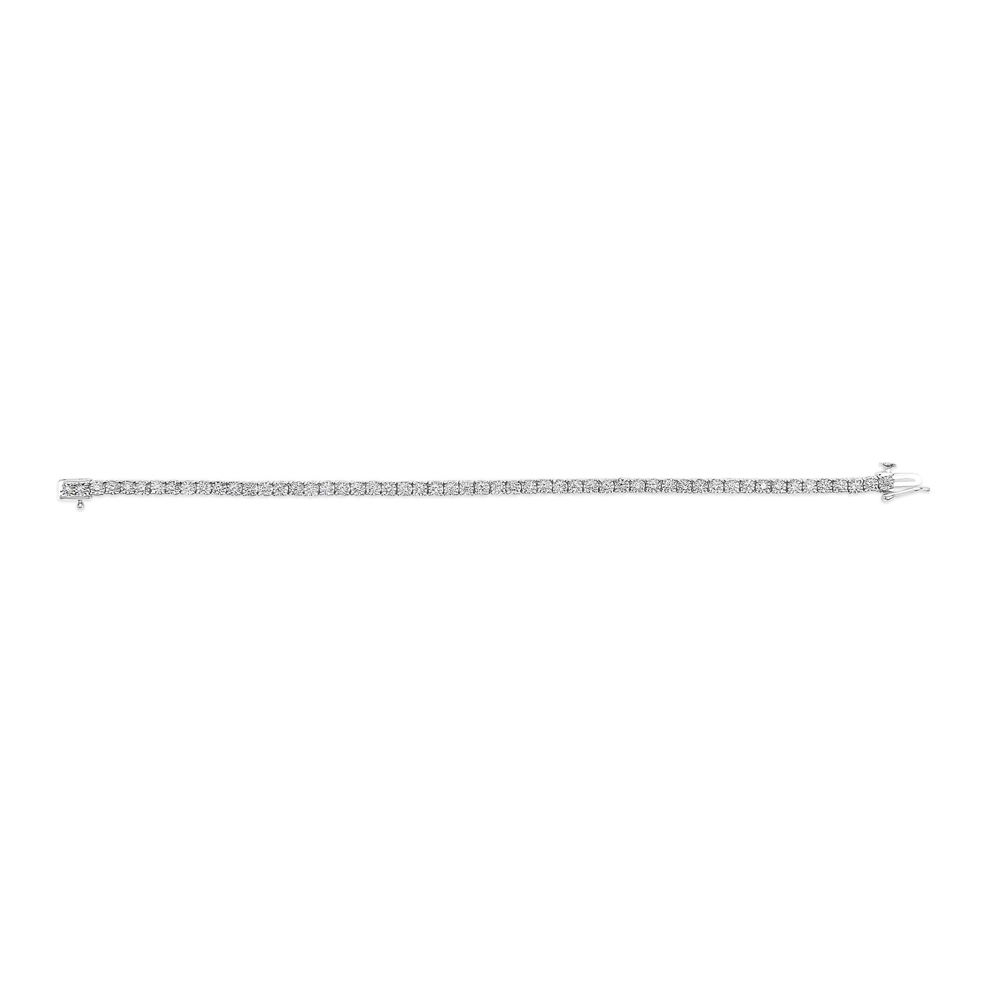 14K White Gold 3.0 Cttw Lab Grown Diamond Illusion-Set Miracle Plate Tennis Bracelet (F-G Color, VS1-VS2 Clarity) - Size 7.25"-3