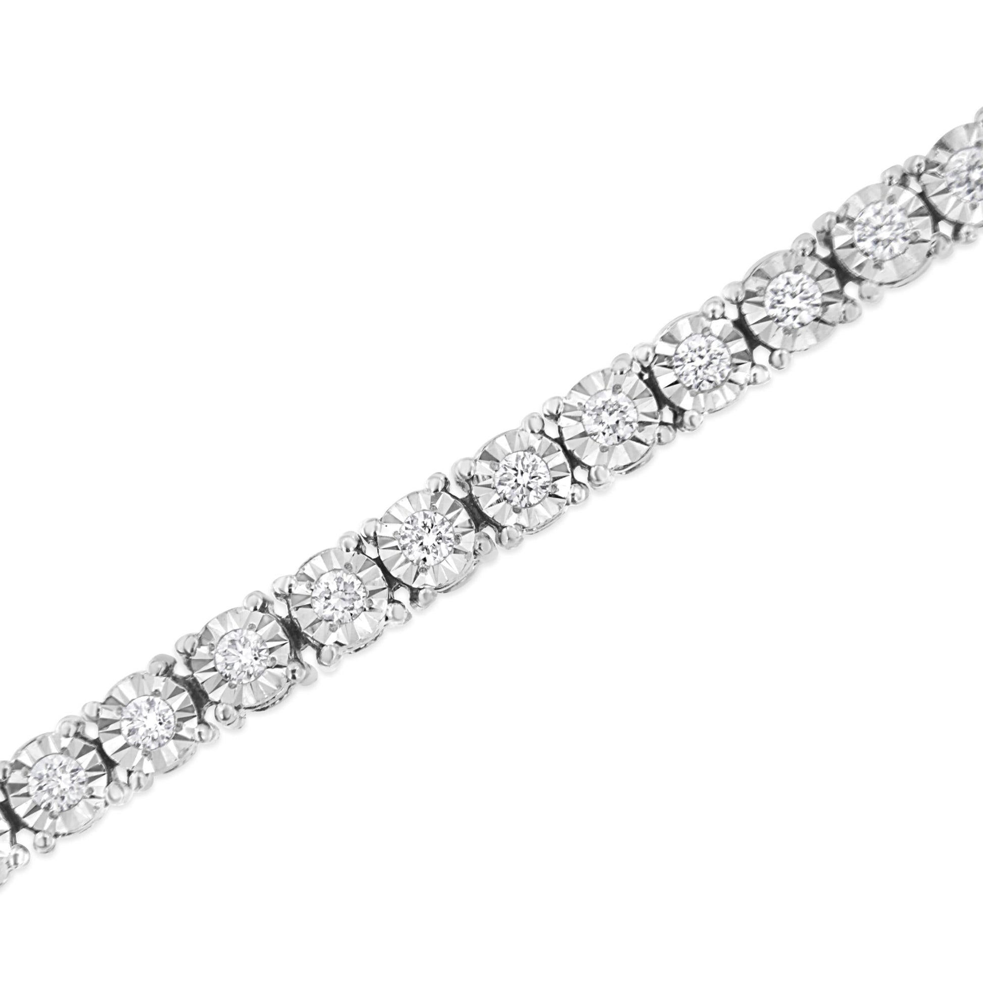14K White Gold 3.0 Cttw Lab Grown Diamond Illusion-Set Miracle Plate Tennis Bracelet (F-G Color, VS1-VS2 Clarity) - Size 7.25"-4