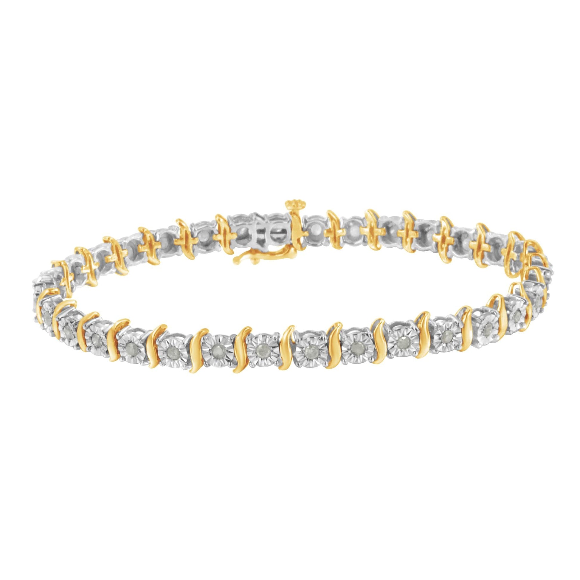 .925 Sterling Silver 1.0 Cttw Diamond S-Curve Link Miracle-Set Tennis Bracelet (I-J Color, I3 Clarity)-4