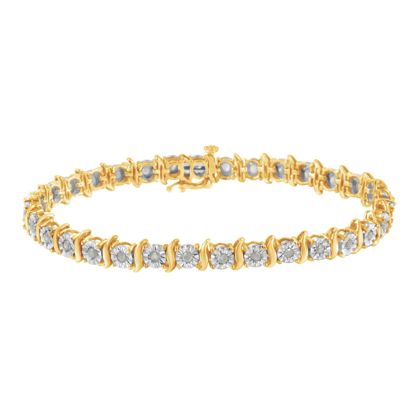 .925 Sterling Silver 1.0 Cttw Diamond S-Curve Link Miracle-Set Tennis Bracelet (I-J Color, I3 Clarity)-2
