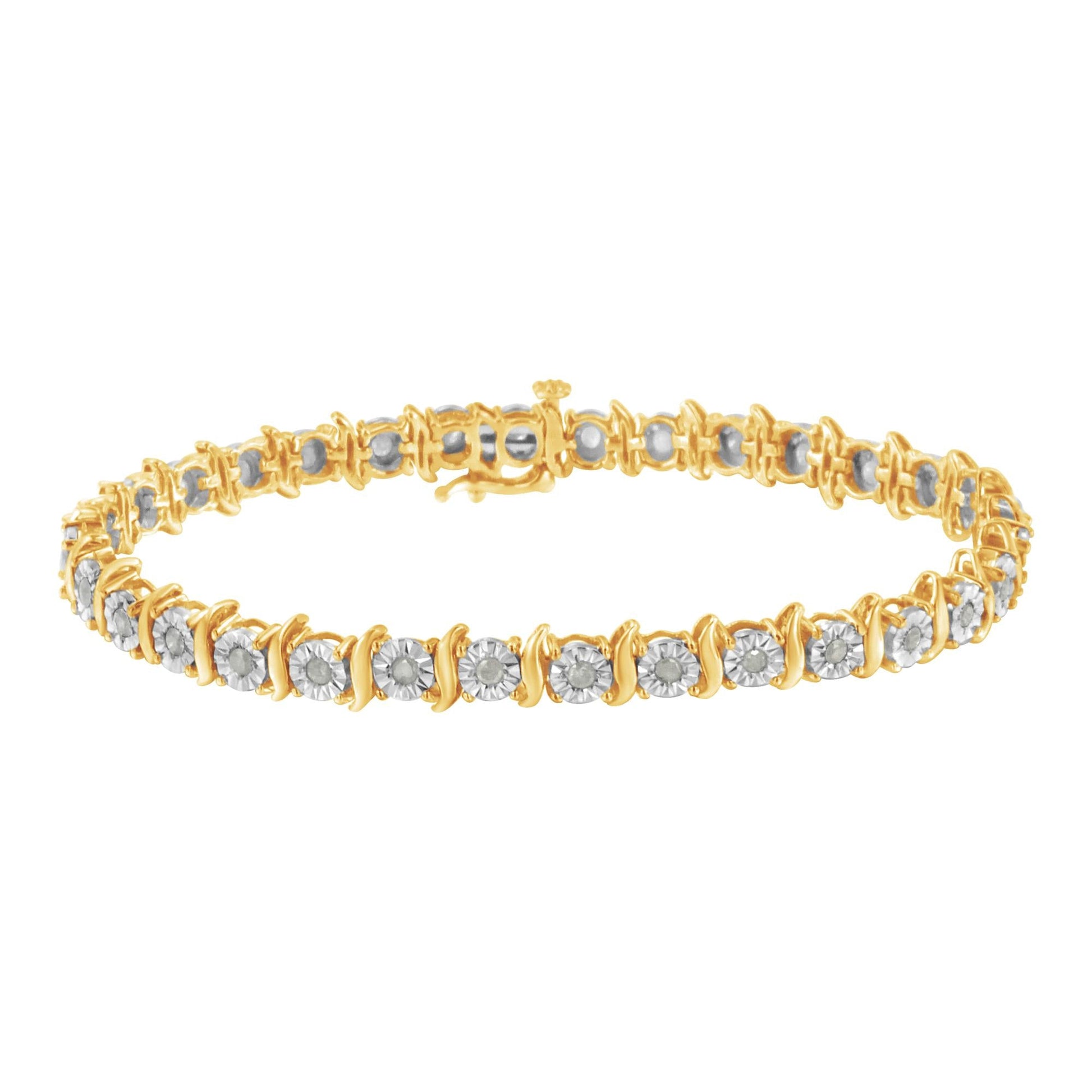 .925 Sterling Silver 1.0 Cttw Diamond S-Curve Link Miracle-Set Tennis Bracelet (I-J Color, I3 Clarity)-2