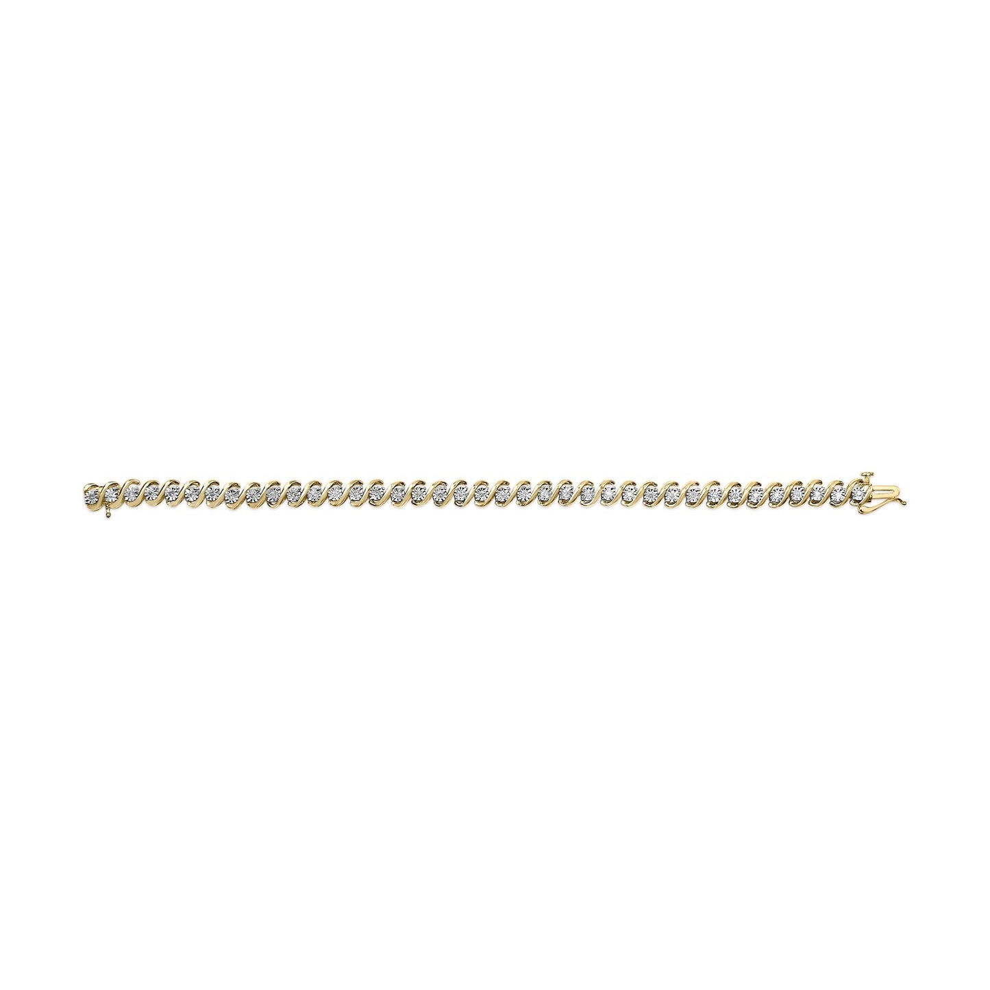 14K Yellow Gold Plated .925 Sterling Silver 1/2 Cttw Round Miracle-Set Diamond S-Curve Tennis Bracelet (I-J Color, I3 Clarity) - 7"-3