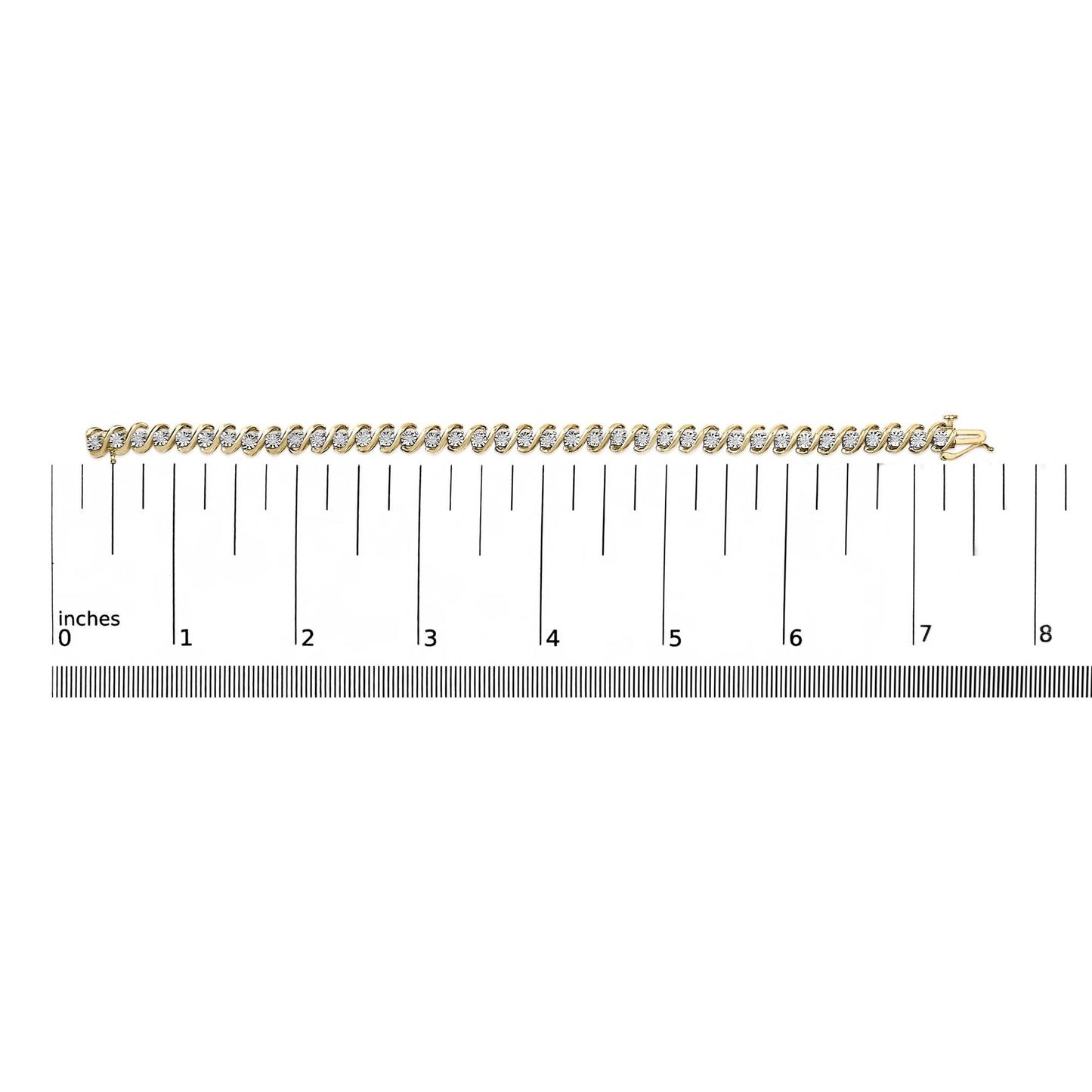 14K Yellow Gold Plated .925 Sterling Silver 1/2 Cttw Round Miracle-Set Diamond S-Curve Tennis Bracelet (I-J Color, I3 Clarity) - 7"-4