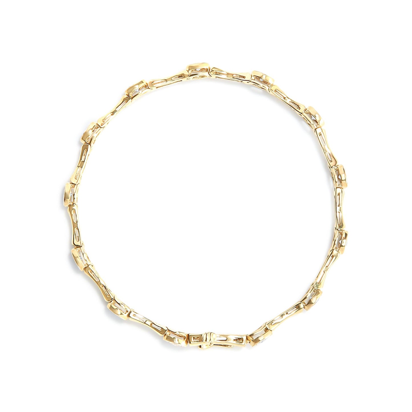 10K Yellow Gold Plated .925 Sterling Silver 1.0 Cttw Miracle Set Diamond Bezel Style Station Link Bracelet (H-I Color, I3 Clarity) - Size 7"-3