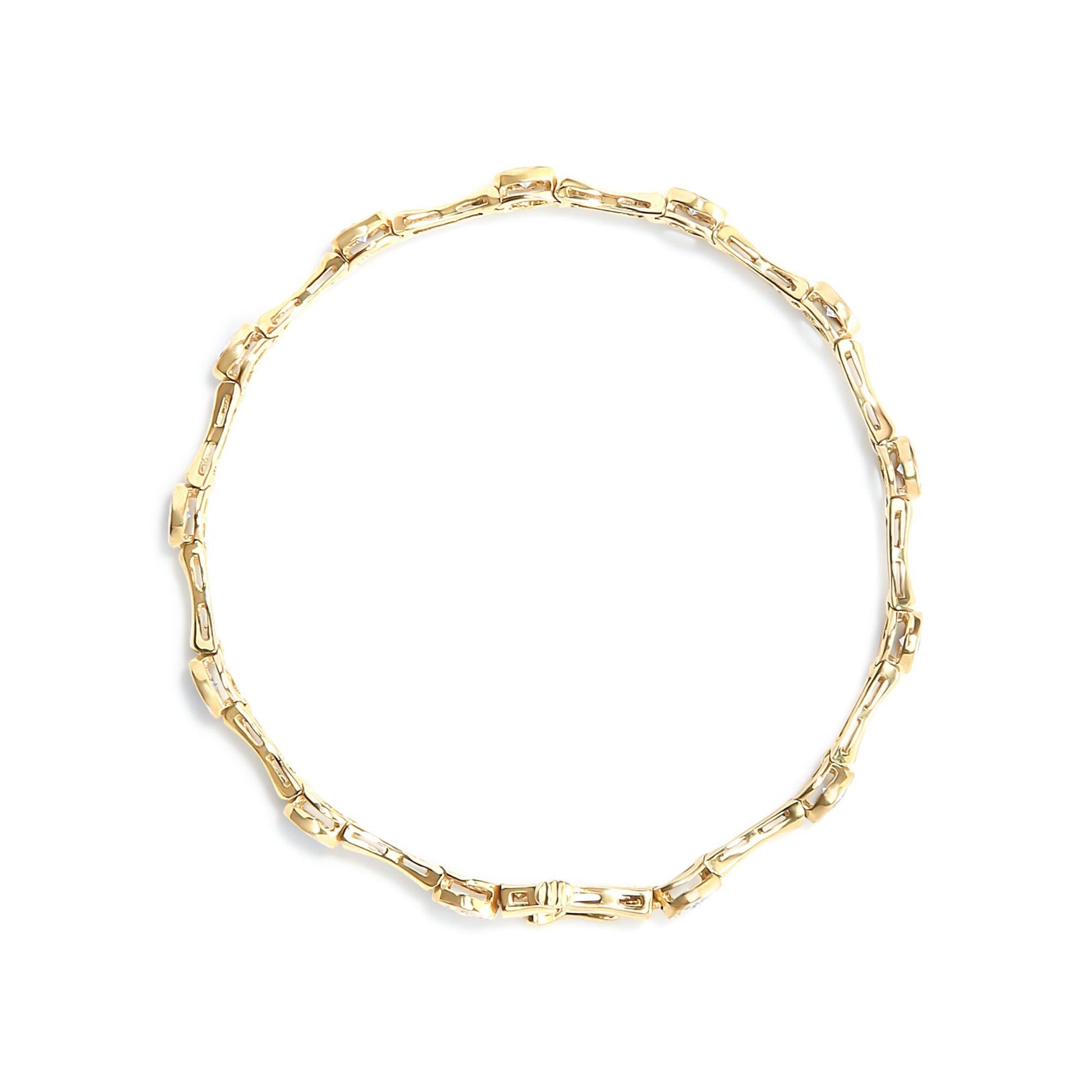 10K Yellow Gold Plated .925 Sterling Silver 1.0 Cttw Miracle Set Diamond Bezel Style Station Link Bracelet (H-I Color, I3 Clarity) - Size 7"-3