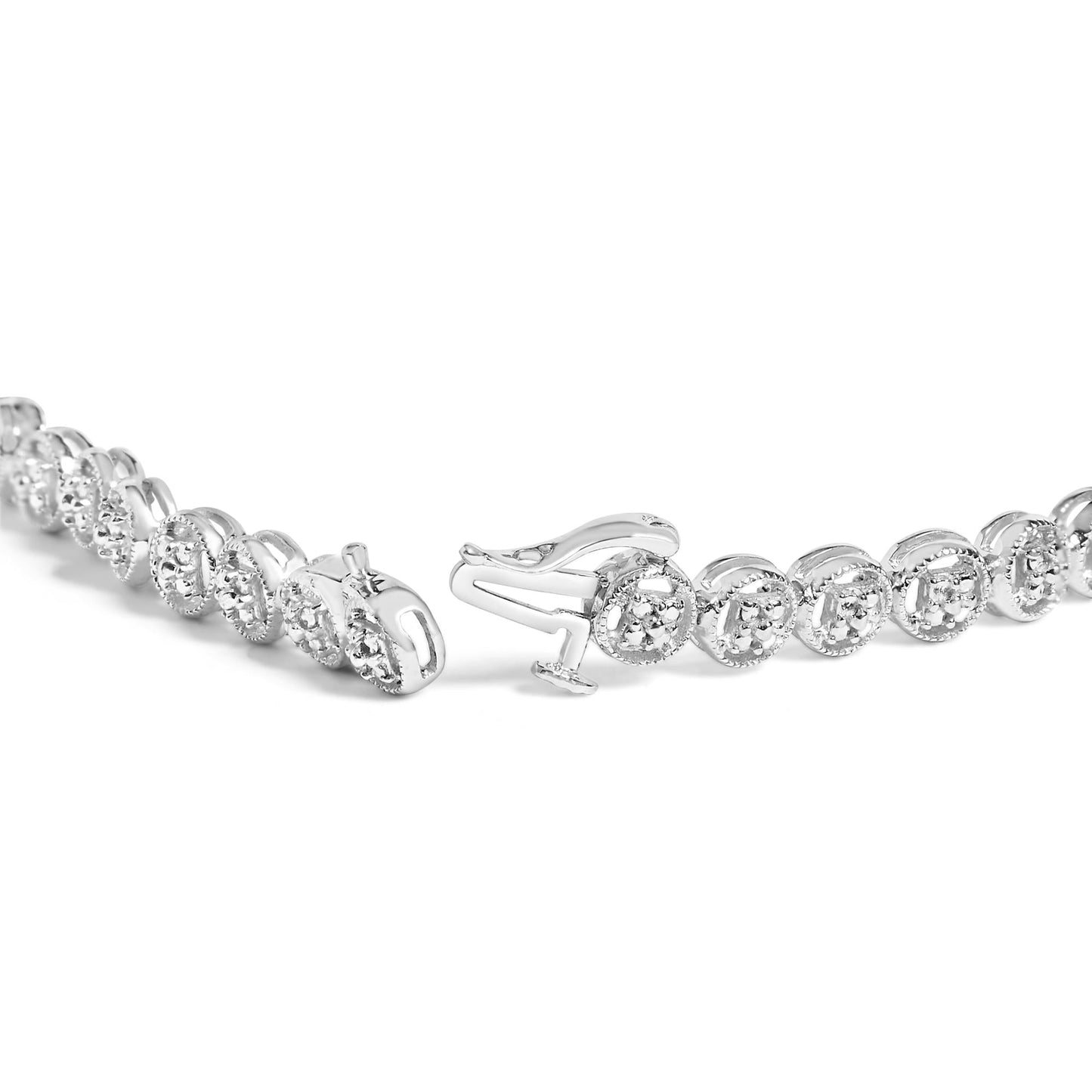 .925 Sterling Silver 1/10 Cttw Diamond Open Circle Wheel Link 7" Tennis Bracelet (I-J Color, I2-I3 Clarity)