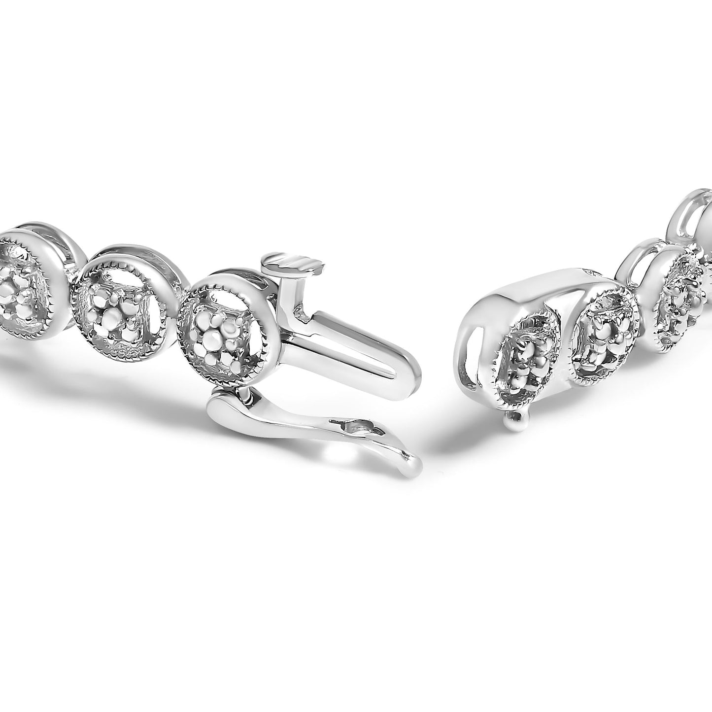 .925 Sterling Silver 1/4 Cttw Diamond 7" Open Circle Wheel Link Tennis Bracelet (I-J Color, I2-I3 Clarity)-3