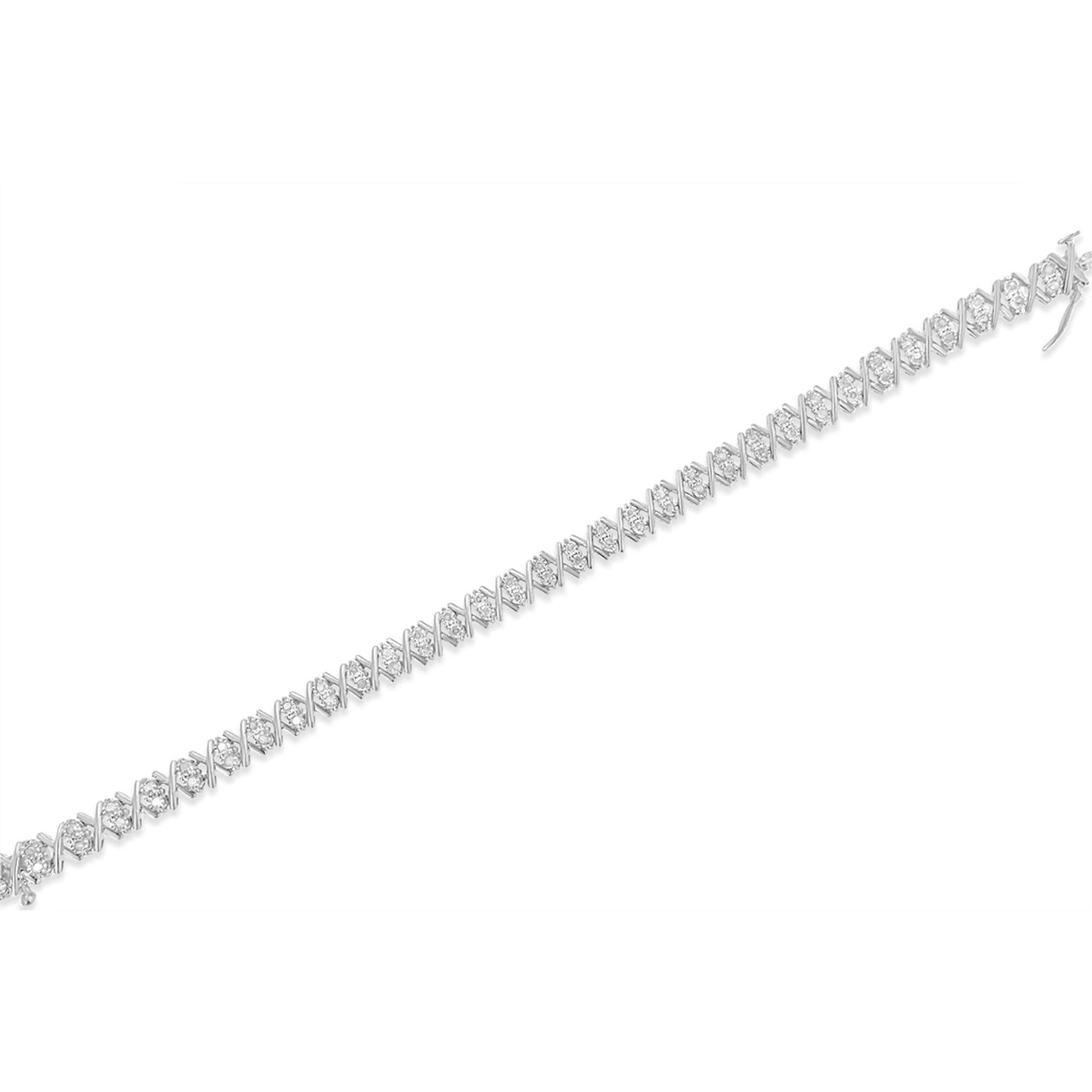 .925 Sterling Silver 1.0 Cttw Diamond Miracle-Set X-Link 7" Tennis Bracelet (I-J Color, I3 Clarity)-4