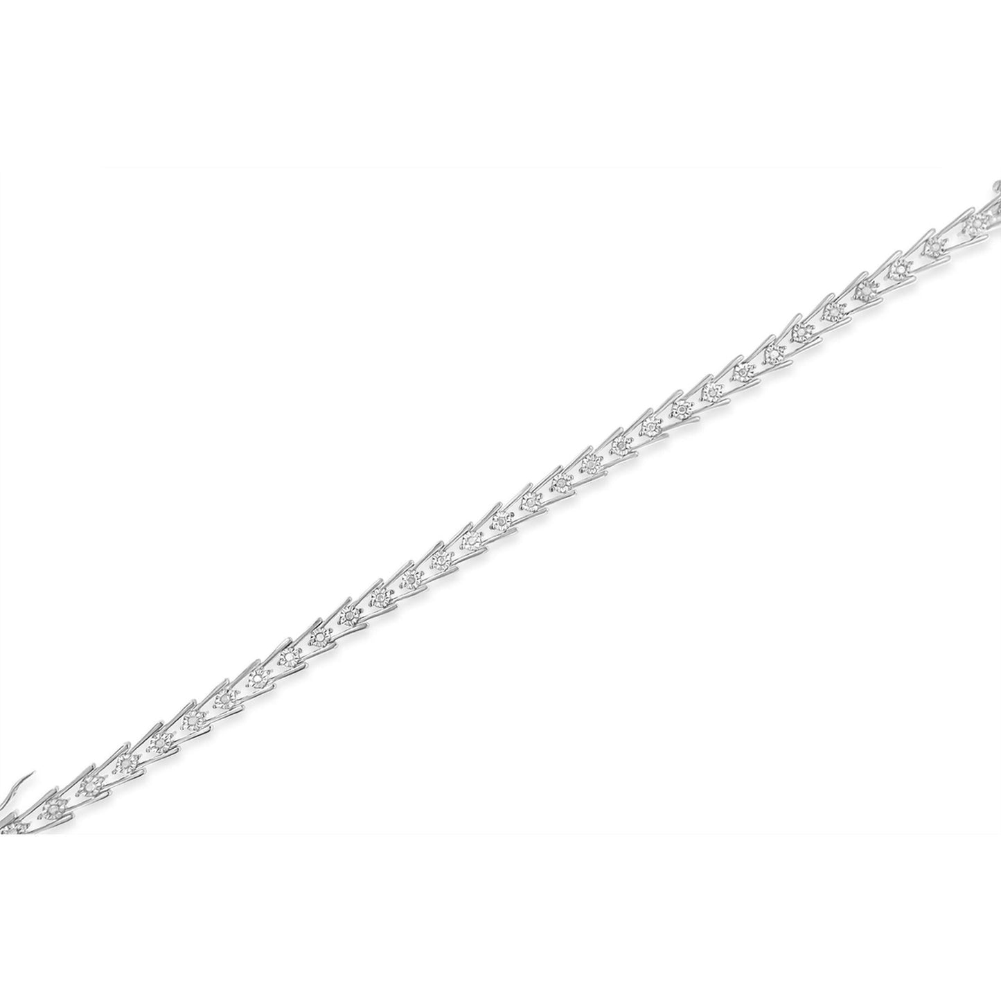 Sterling Silver Diamond Wave-Style Link Bracelet (0.5 cttw, I-J Color, I3 Clarity)-4