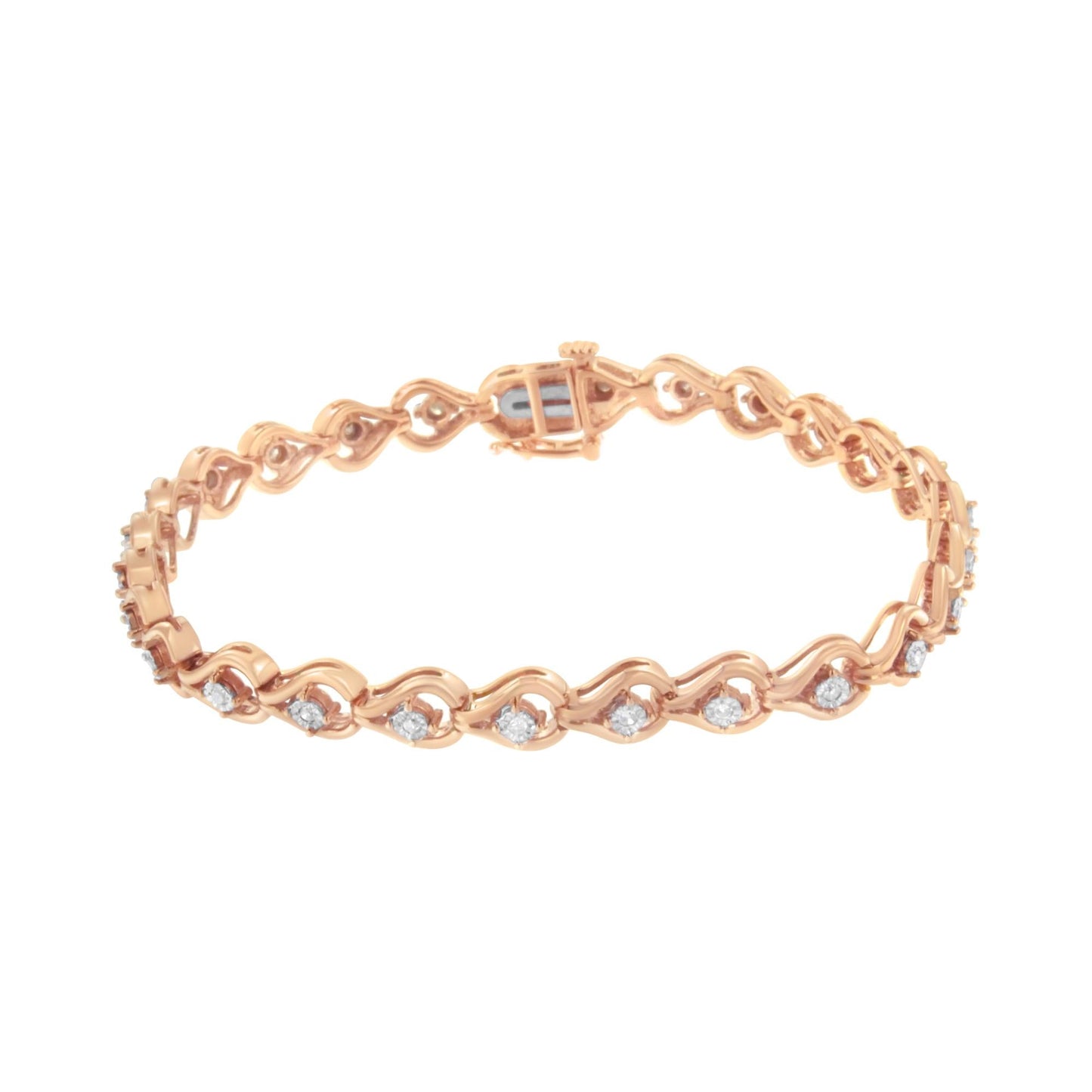 .925 Sterling Silver 1/4 Cttw Diamond Miracle-Set Teardrop Shaped 7” Link Bracelet (I-J Color, I3 Clarity)-2