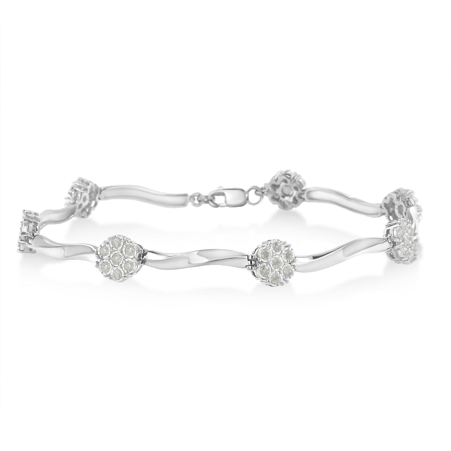 Sterling Silver Diamond Link Bracelet (1 cttw, H-I Color, I1-I2 Clarity)-0