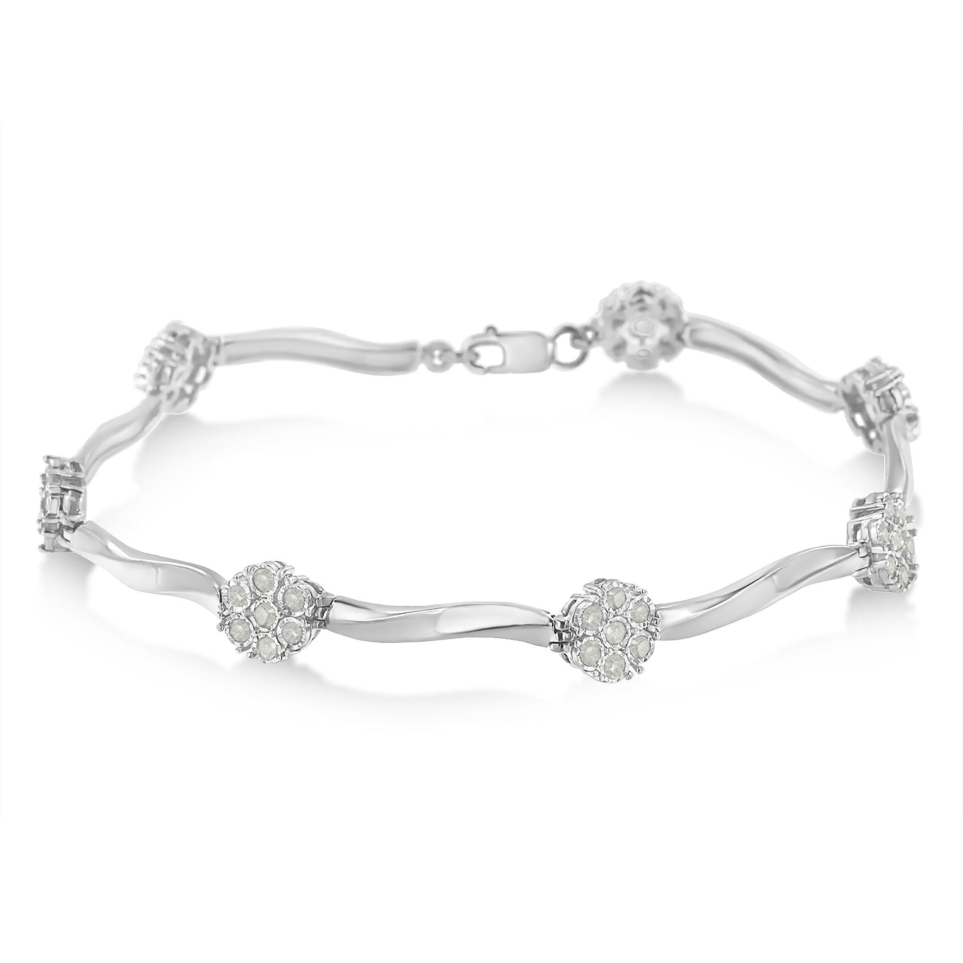 Sterling Silver Diamond Link Bracelet (1 cttw, H-I Color, I1-I2 Clarity)-1