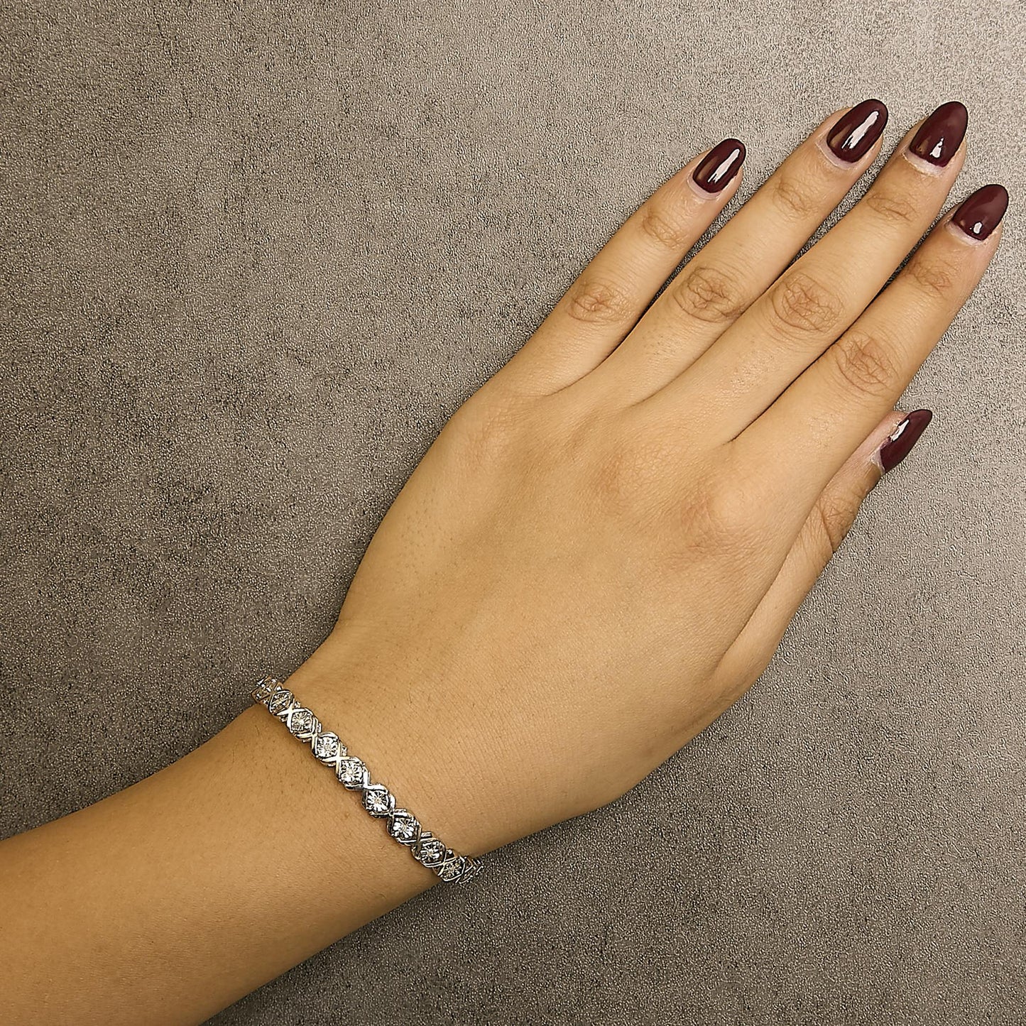 .925 Sterling Silver 1/4 Cttw Miracle Set Diamond "X" Link Bracelet (I-J Color, I3 Clarity) - 7.25"-2
