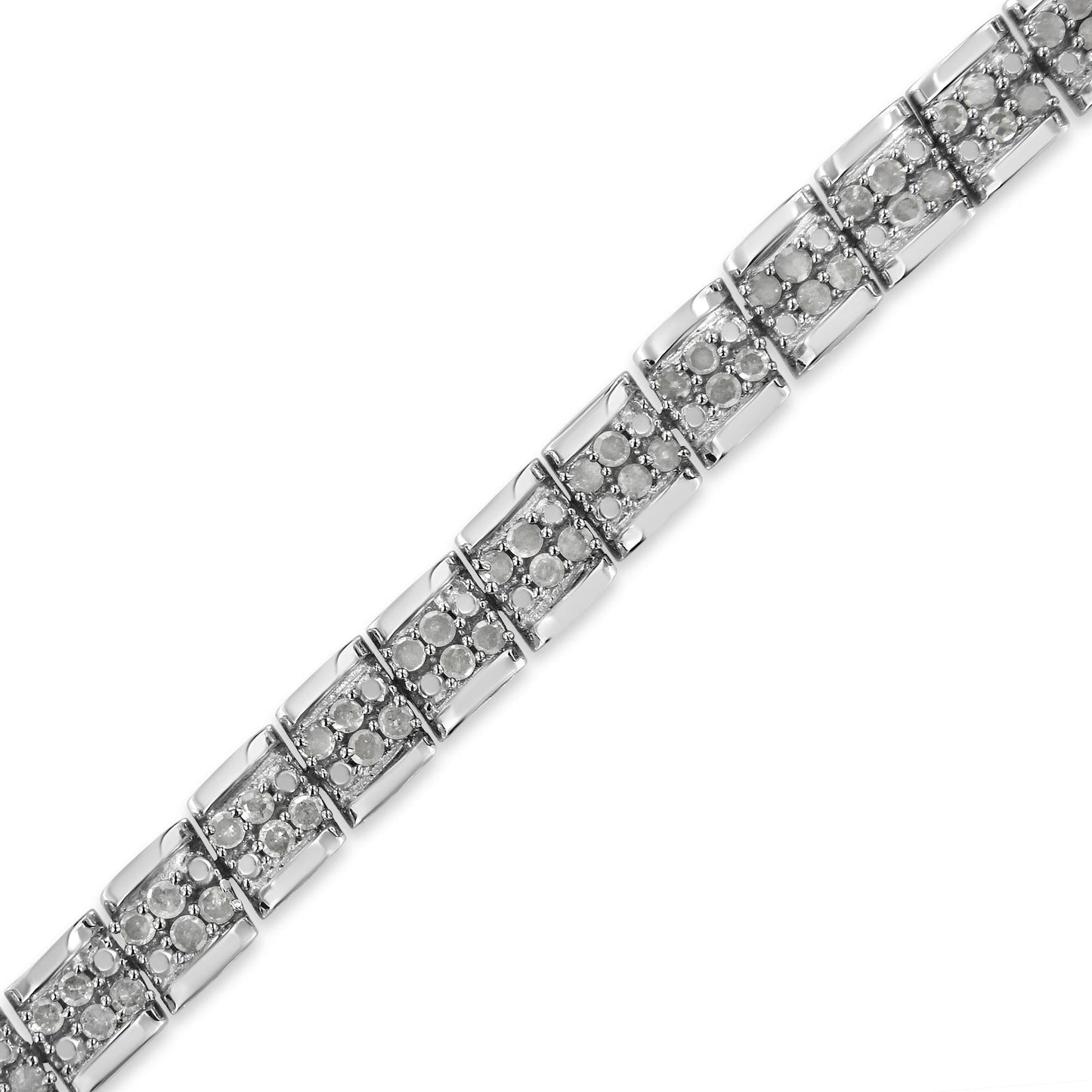 .925 Sterling Silver 2.0 Cttw Diamond 7" Round Miracle Plate Link Bracelet (I-J Color, I2-I3 Clarity)-3