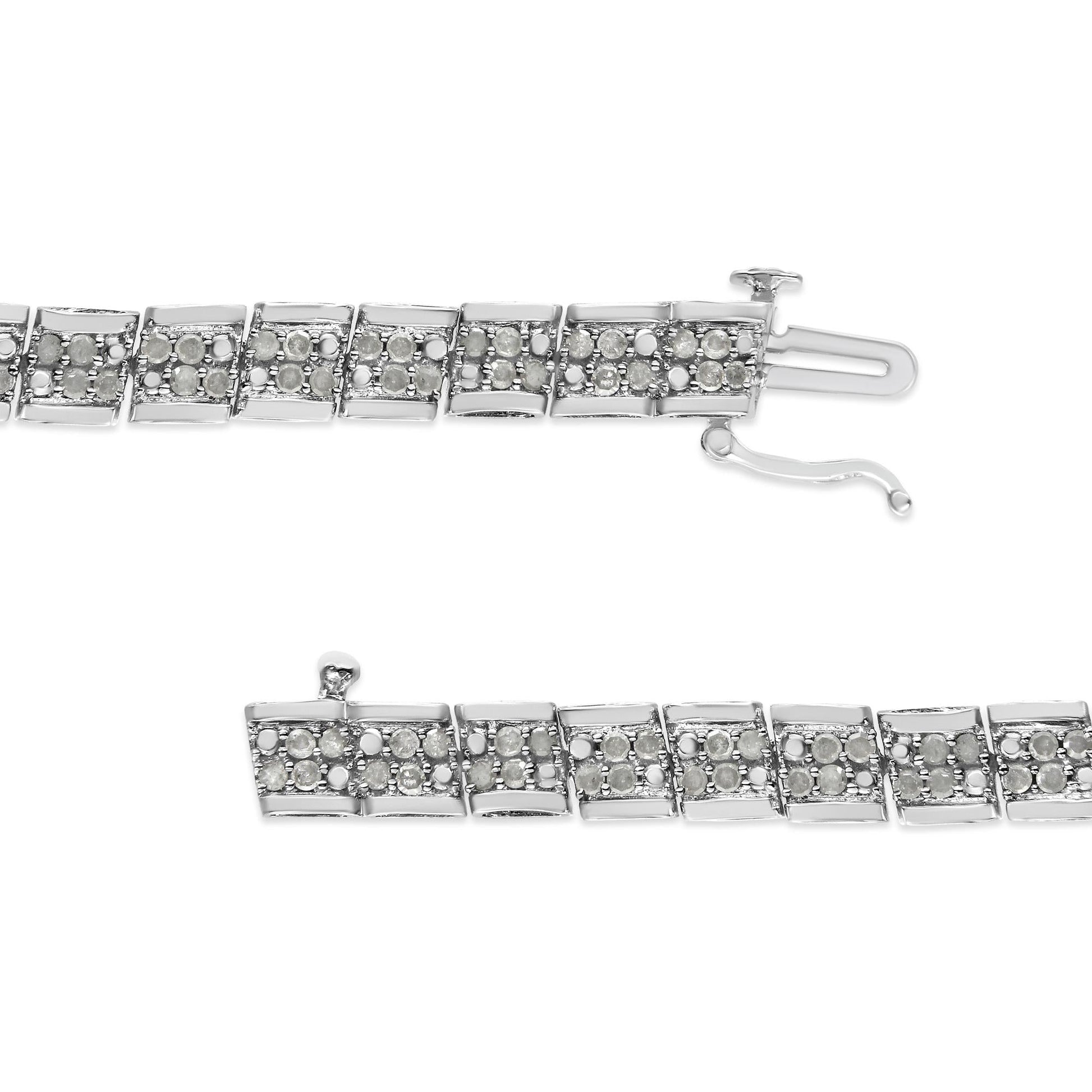 .925 Sterling Silver 2.0 Cttw Diamond 7" Round Miracle Plate Link Bracelet (I-J Color, I2-I3 Clarity)-4