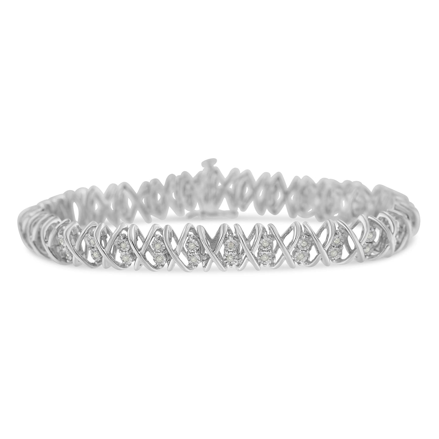 Sterling Silver rose-cut Diamond X-Link Bracelet (1 cttw, I-J Color, I2-I3 Clarity)-0