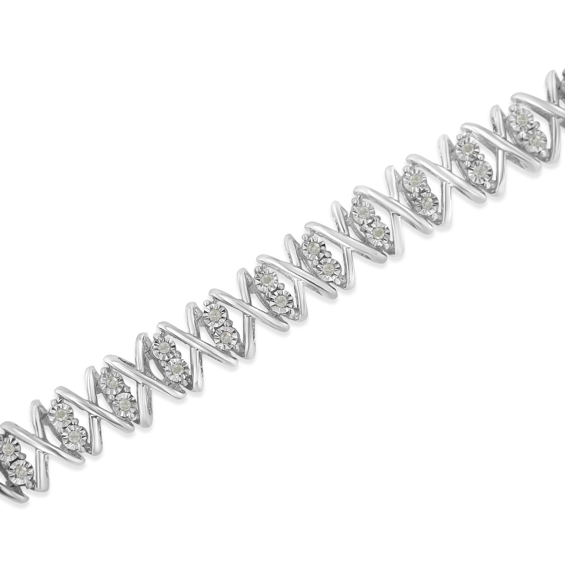 Sterling Silver rose-cut Diamond X-Link Bracelet (1 cttw, I-J Color, I2-I3 Clarity)-3