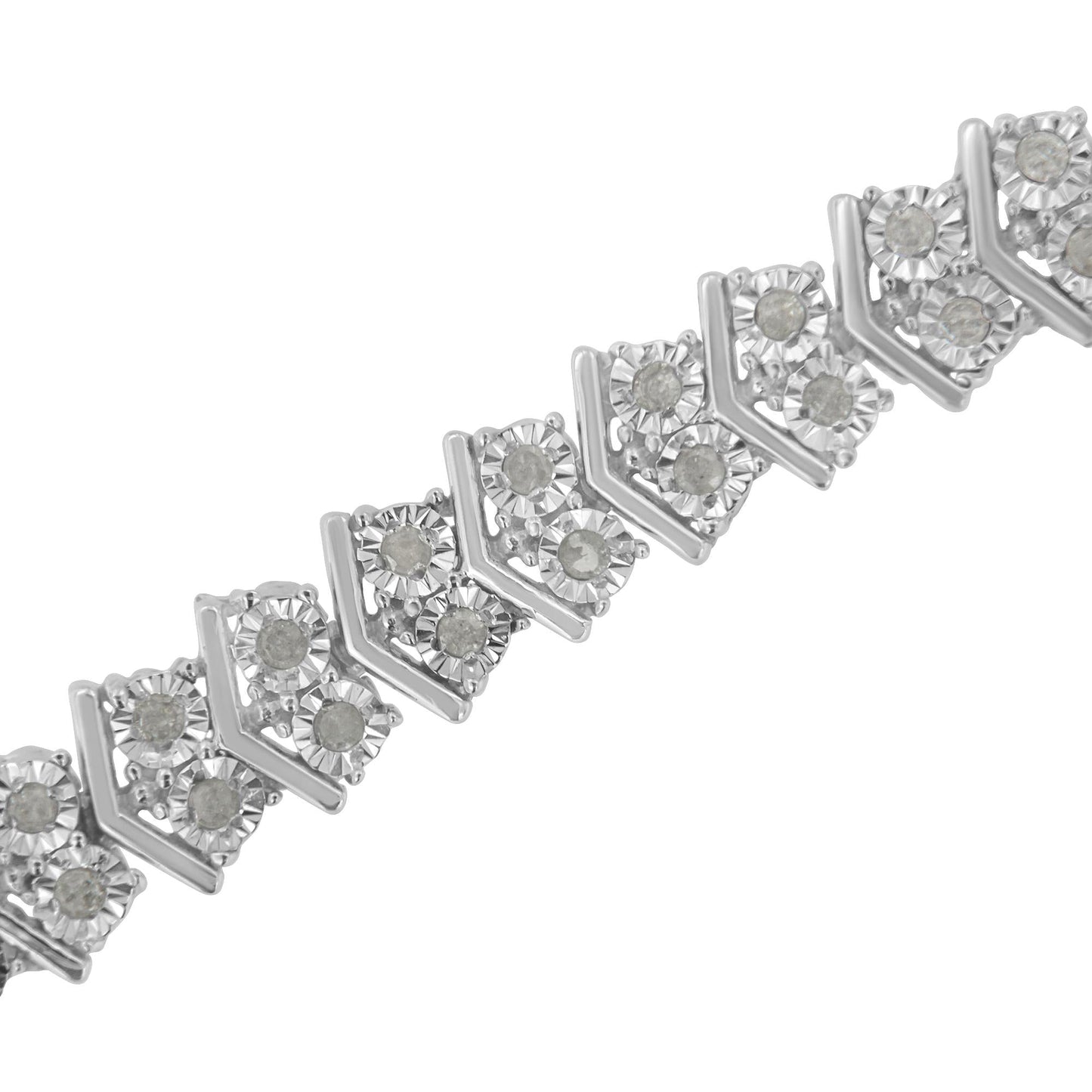 .925 Sterling Silver 1.0 cttw Diamond "Arrow" Shape Tennis Link Bracelet (I-J Color, I3 Clarity) -7.25"-4