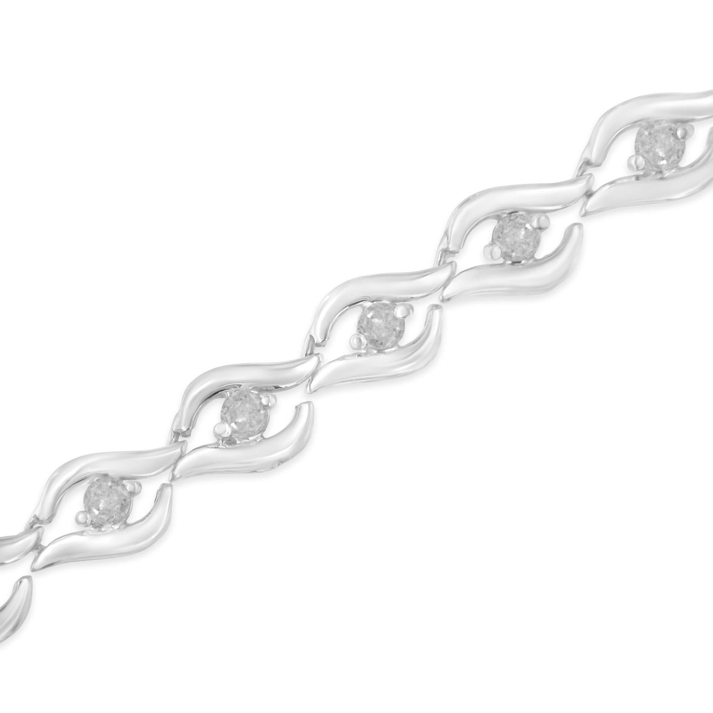 .925 Sterling Silver 1/2 Cttw Rose Cut Diamond Almond Shape Link Tennis Bracelet (I-J Color, I3 Clarity) - 7” -3