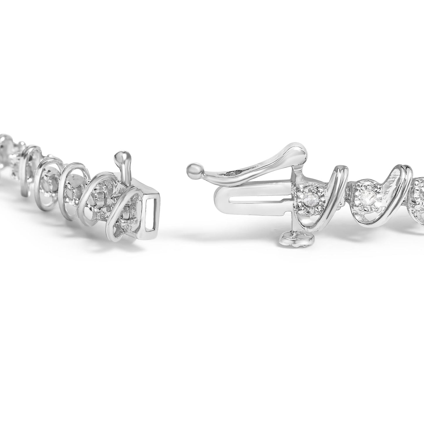 .925 Sterling Silver 1/2 Cttw Diamond Miracle-Set 7" Tennis Bracelet (I-J Color, I3 Clarity)-1