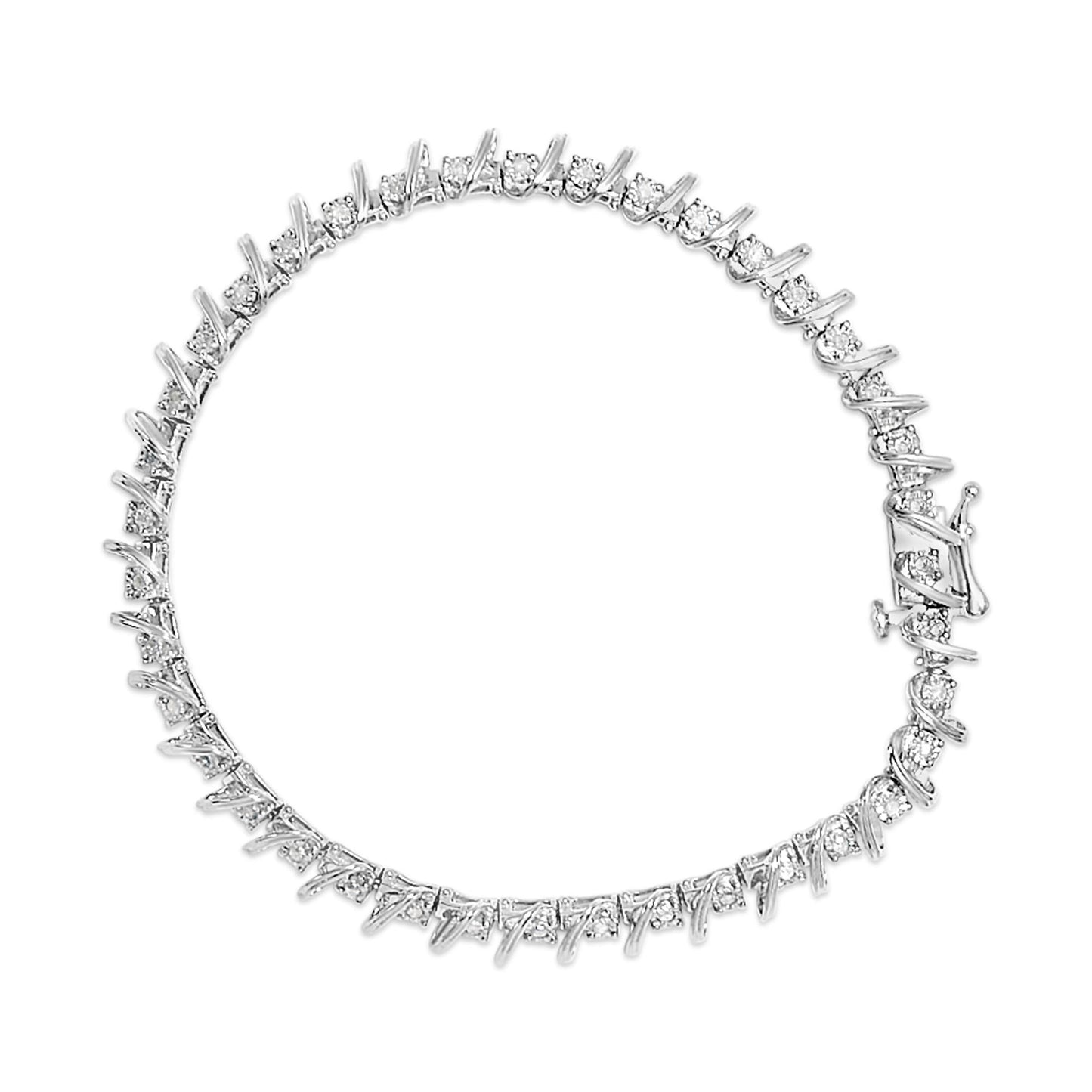 .925 Sterling Silver 1/2 Cttw Diamond Miracle-Set 7" Tennis Bracelet (I-J Color, I3 Clarity)-3
