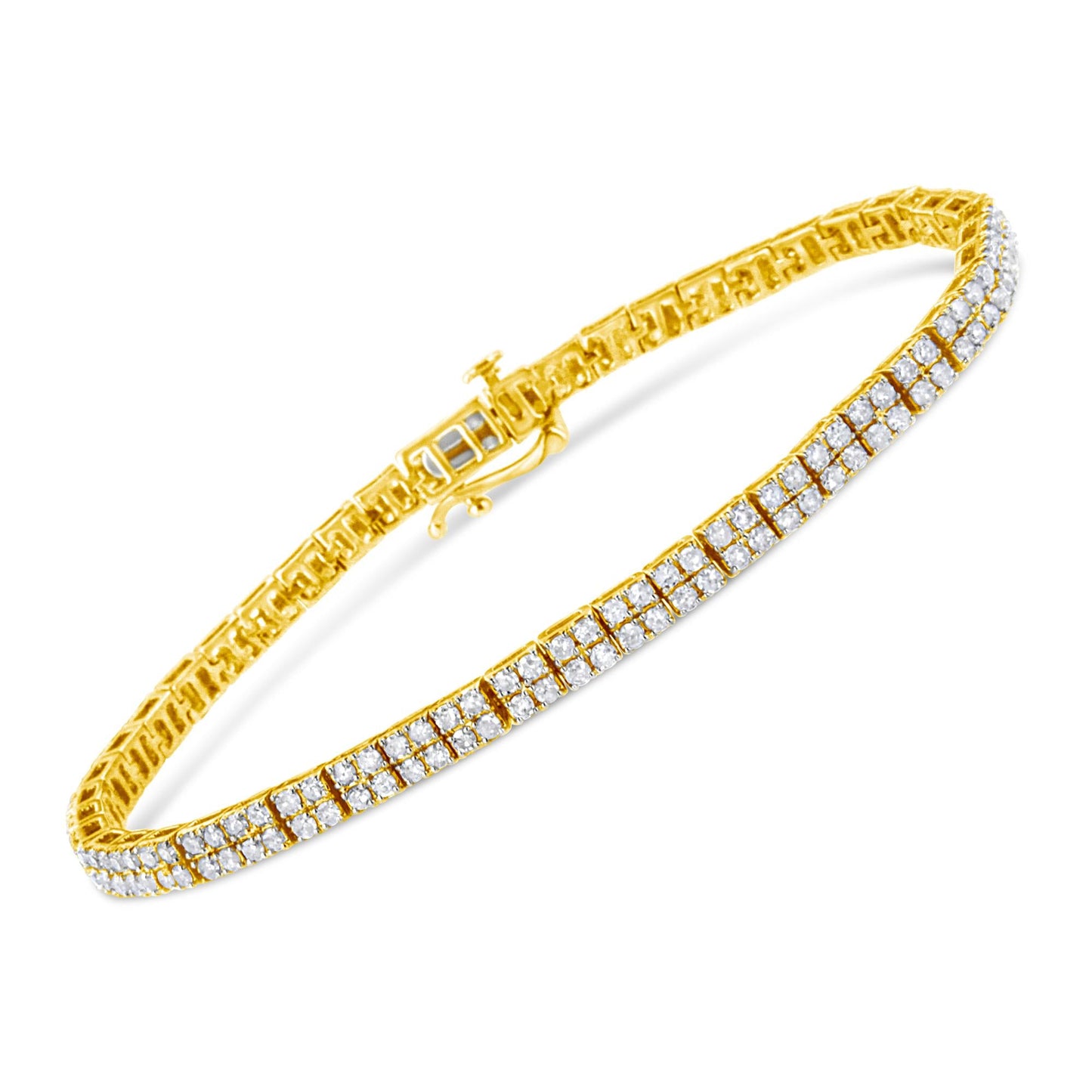 14K Yellow Gold Plated .925 Sterling Silver 3.0 Cttw Diamond Link Bracelet (K-L Color, I2-I3 Clarity) - 7.25"-1