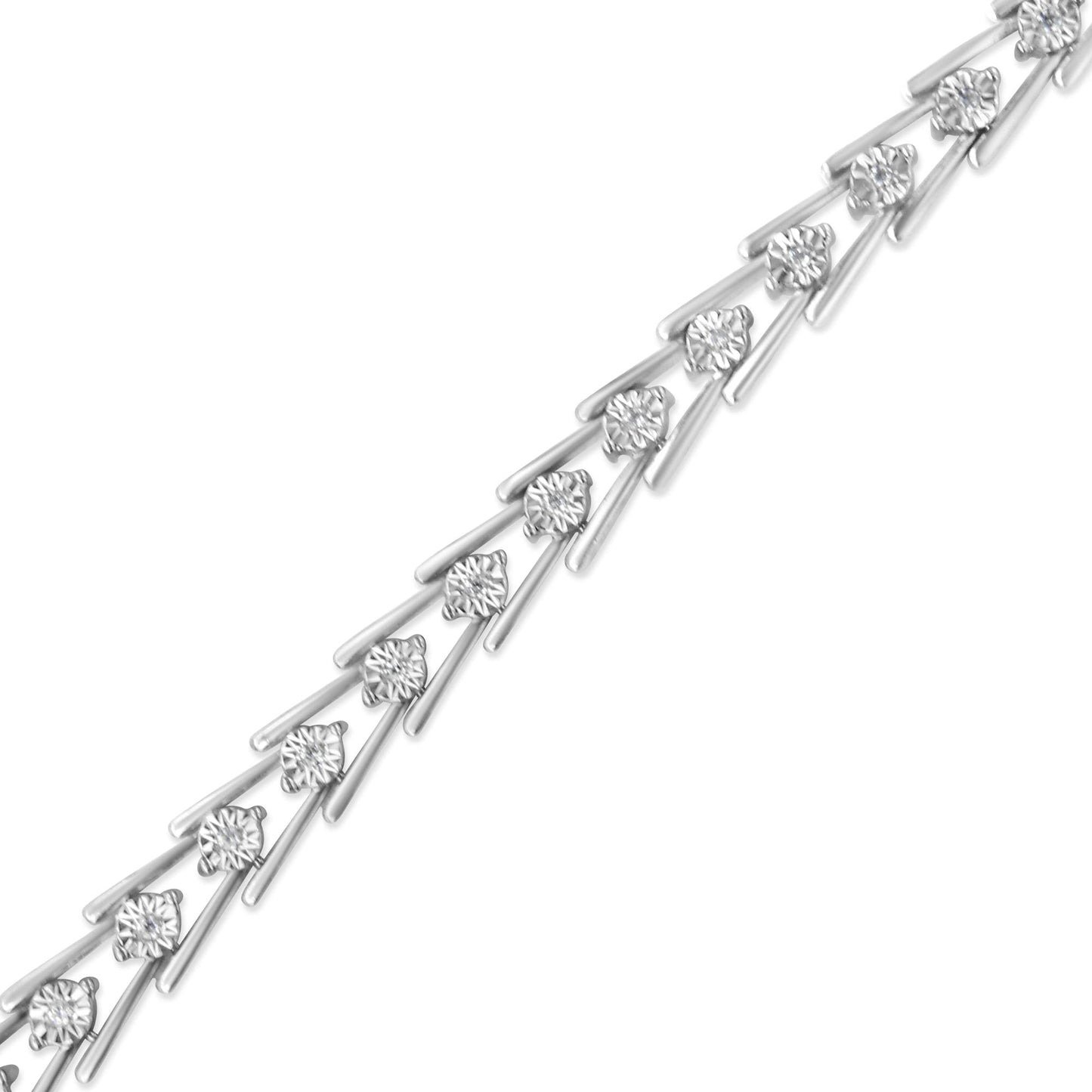 .925 Sterling Silver Diamond Miracle-Set Double Swoosh Milgrain Style Tennis Bracelet (1/2 cttw, I-J Color, I3 Clarity) - Size 7.75"-3