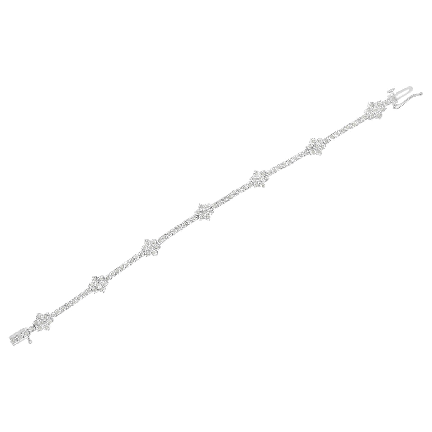 .925 Sterling Silver 1.0 cttw Miracle-Set Diamond Floral Station Tennis Bracelet (I-J Color, I3 Clarity) - 7-1/2"-4