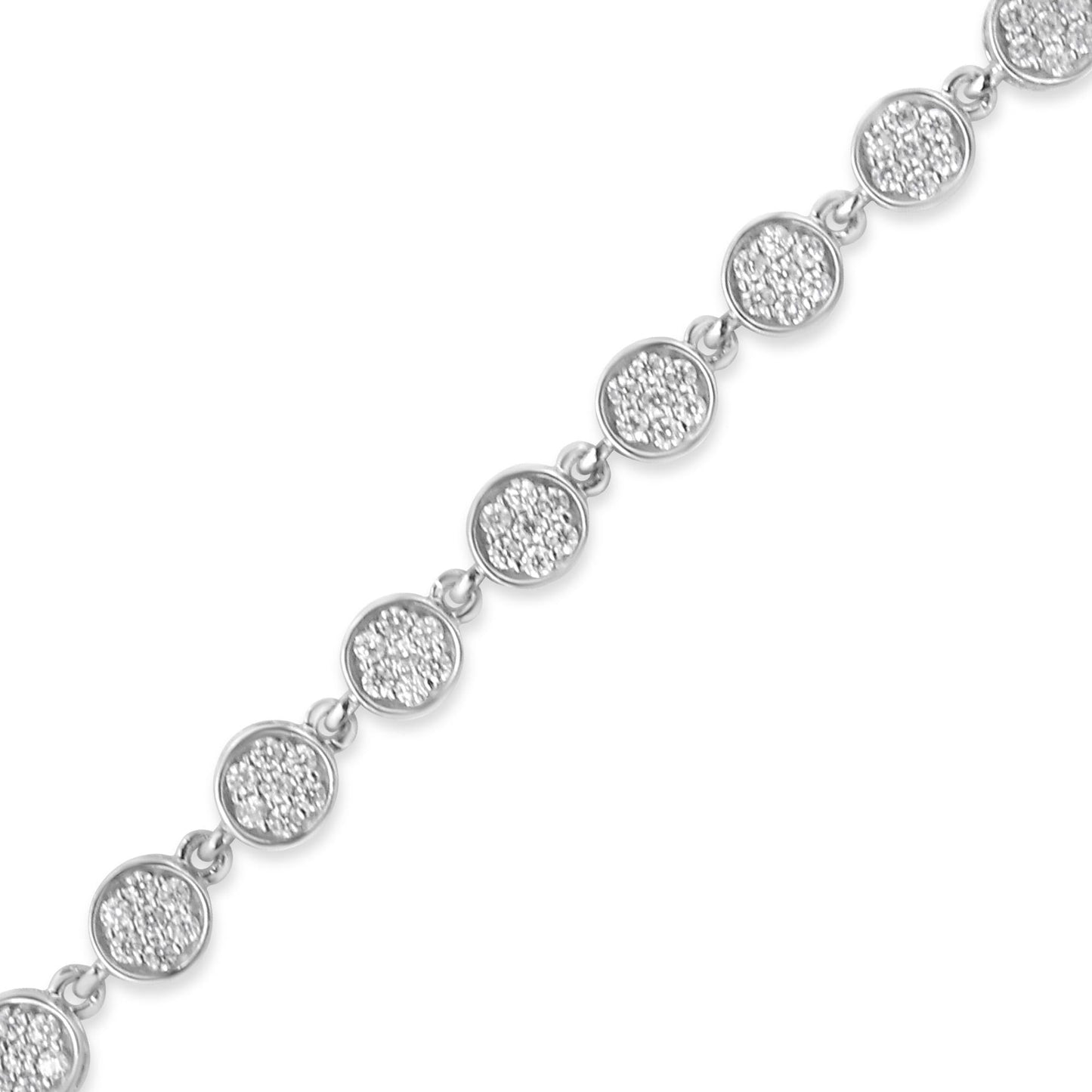 .925 Sterling Silver 2.0 Cttw Round Diamond Link Bracelet (G-H Color, I1-I2 Clarity) - 7.25"-3