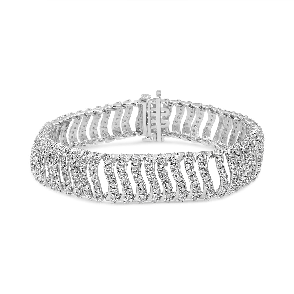 .925 Sterling Silver 5.00 Cttw Round-Cut Diamond "S" Link Bracelet (I-J Color, I3 Clarity) - Size 7.25-1