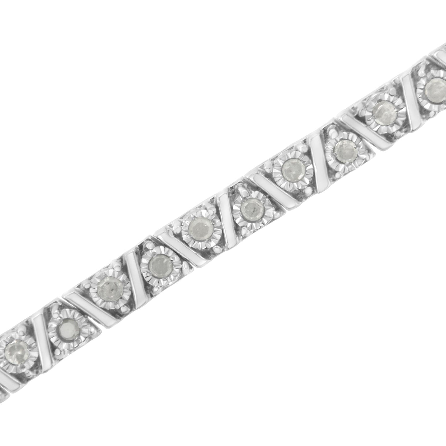 .925 Sterling Silver 1.0 cttw Miracle-Set Diamond Tennis Bracelet (I-J Color, I3 Clarity) - 7.25"-3