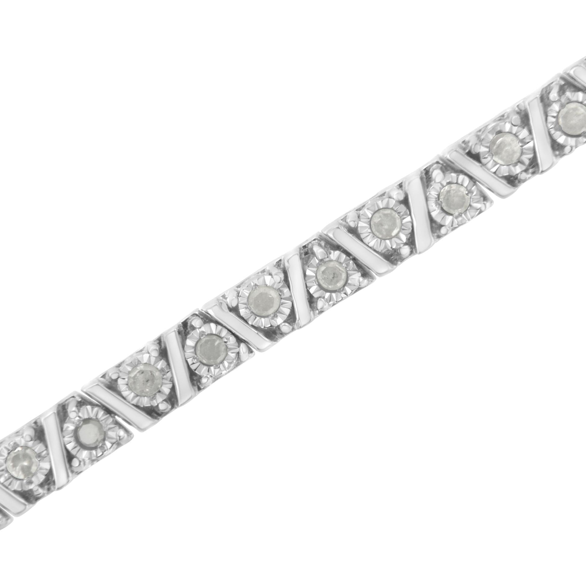.925 Sterling Silver 1.0 cttw Miracle-Set Diamond Tennis Bracelet (I-J Color, I3 Clarity) - 7.25"-3