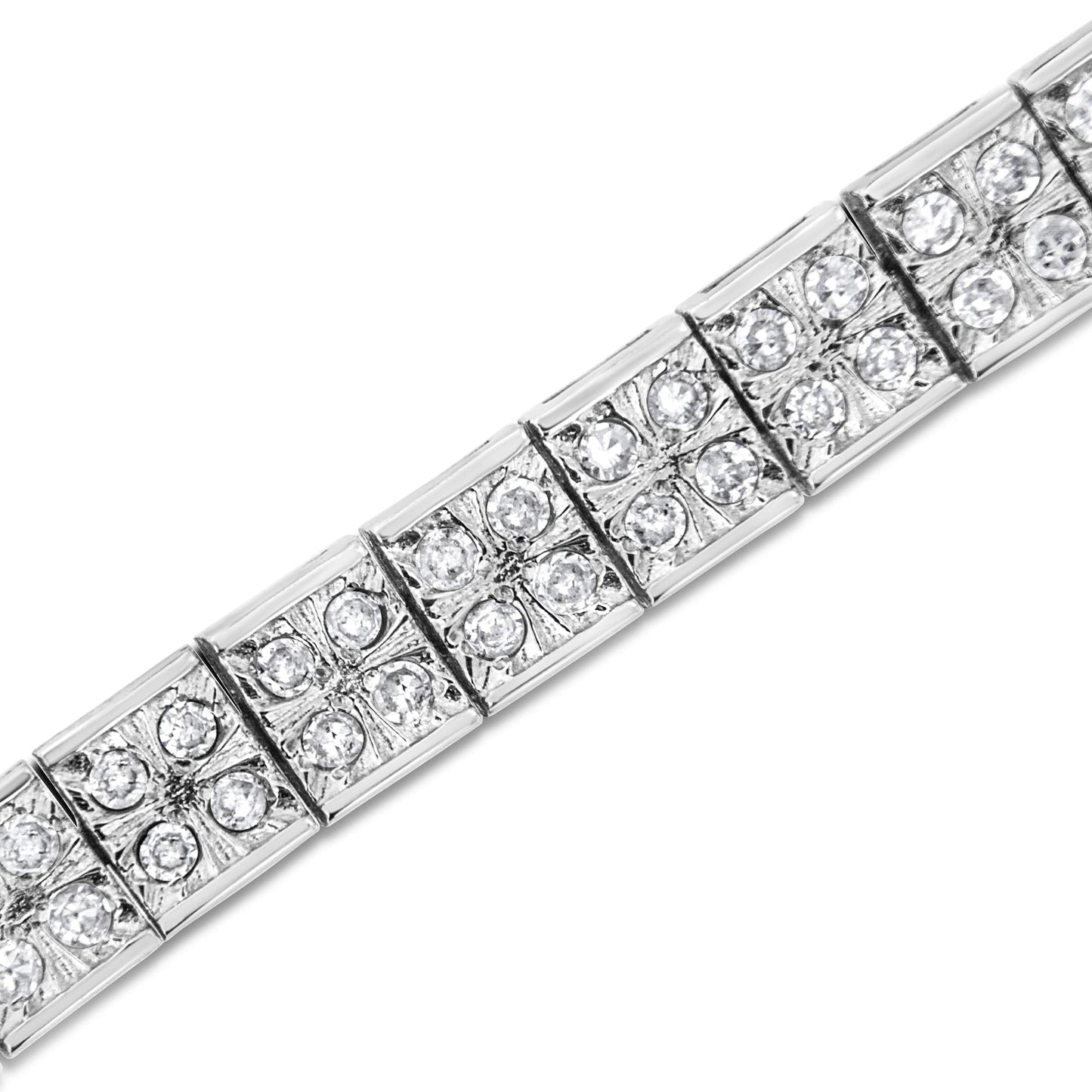 .925 Sterling Silver 2 Cttw Prong Set Round-Cut Diamond 4 Stone Box Link Bracelet (I-J Color, I3 Clarity) - 7.25"-3