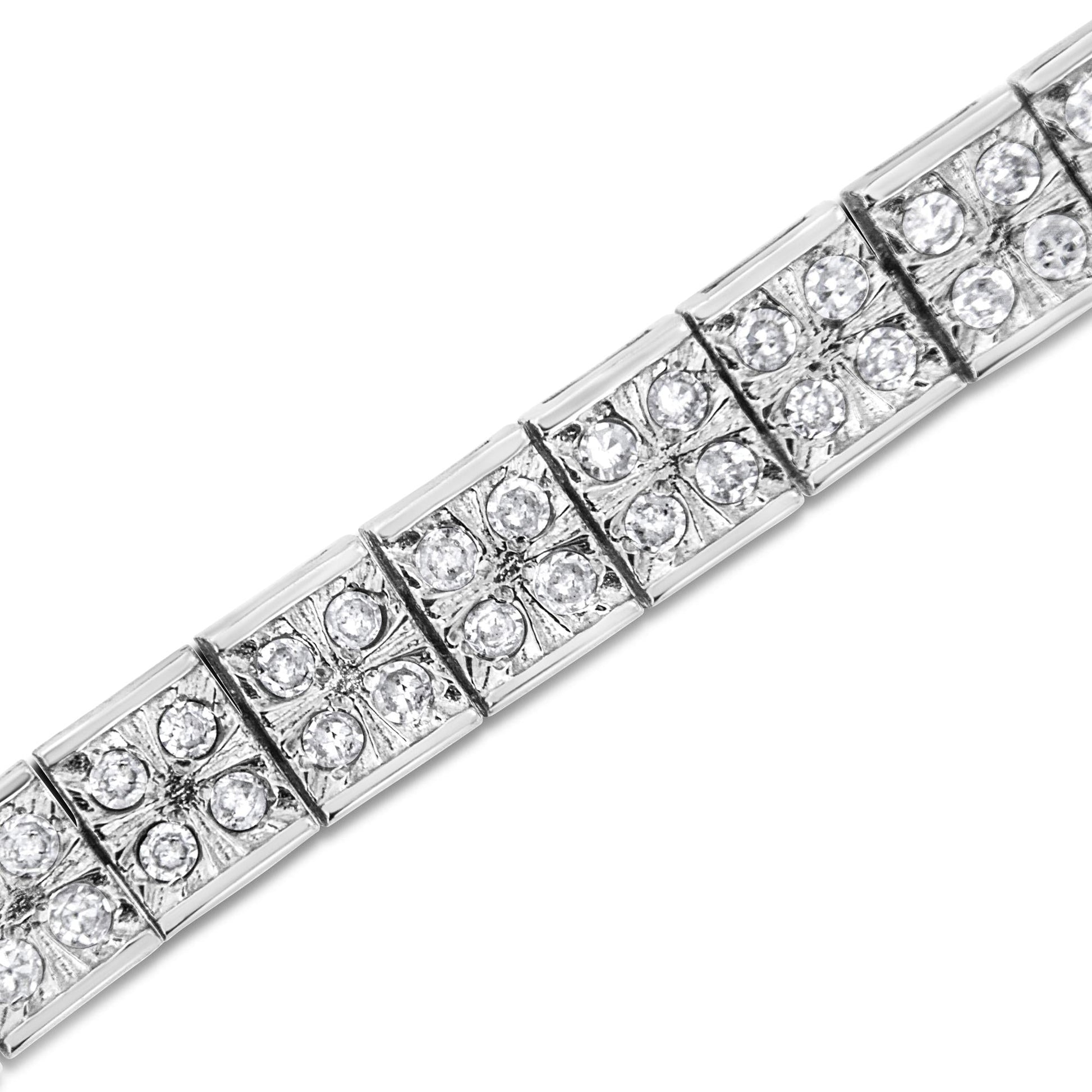 .925 Sterling Silver 2 Cttw Prong Set Round-Cut Diamond 4 Stone Box Link Bracelet (I-J Color, I3 Clarity) - 7.25"-3