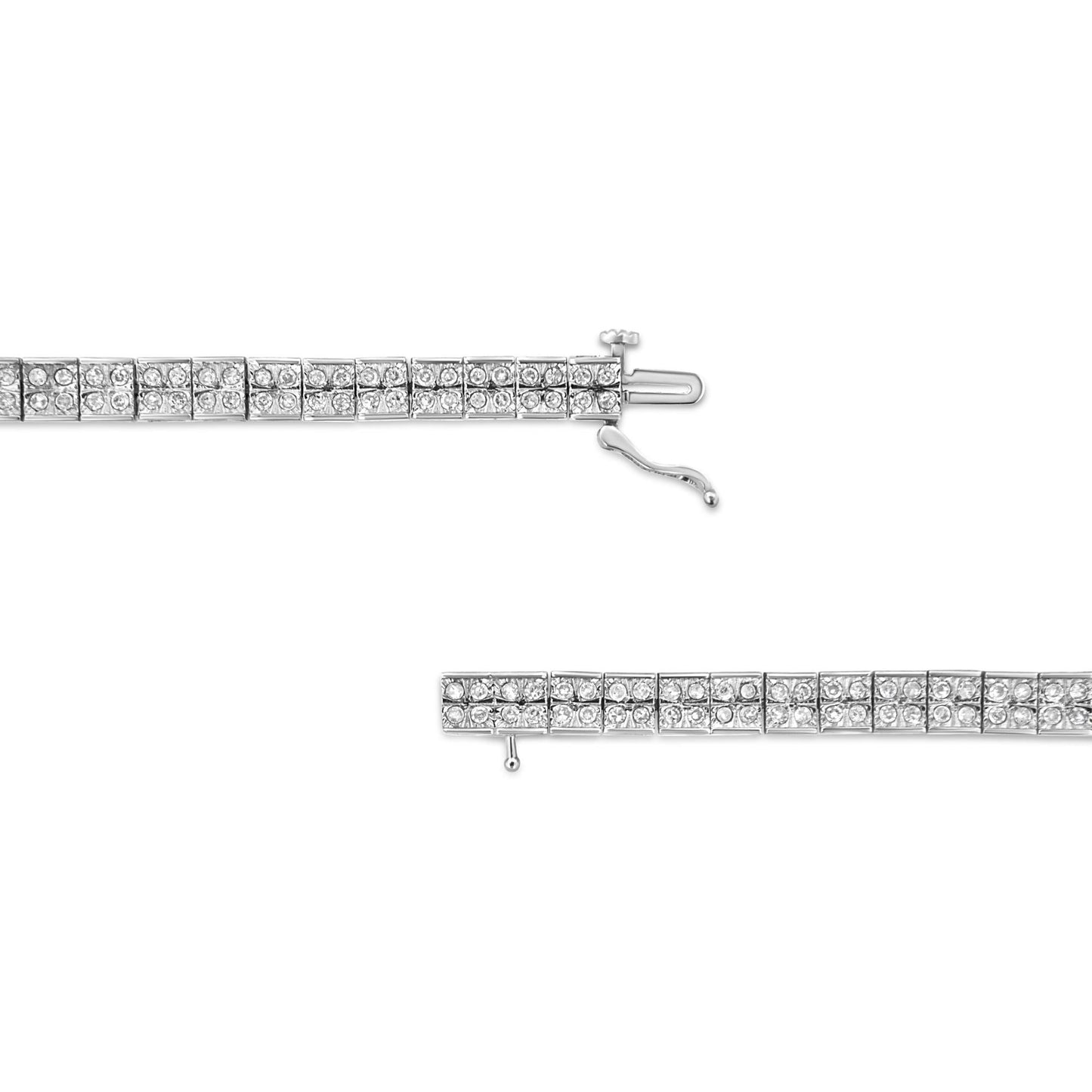 .925 Sterling Silver 2 Cttw Prong Set Round-Cut Diamond 4 Stone Box Link Bracelet (I-J Color, I3 Clarity) - 7.25"-4