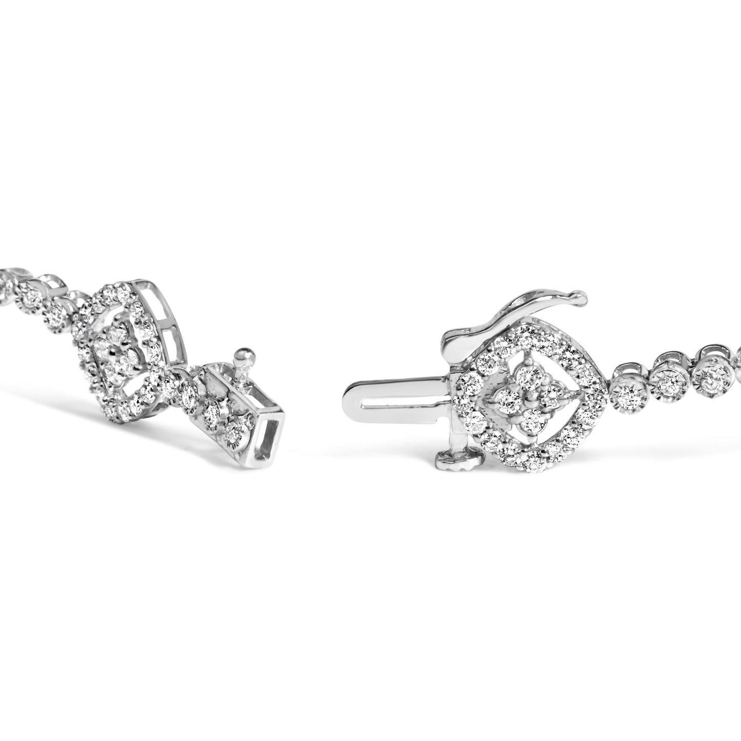 .925 Sterling Silver 3.0 Cttw Diamond Halo Square Shape Link Bracelet (I-J Color, I3 Clarity) - 7.25"-1