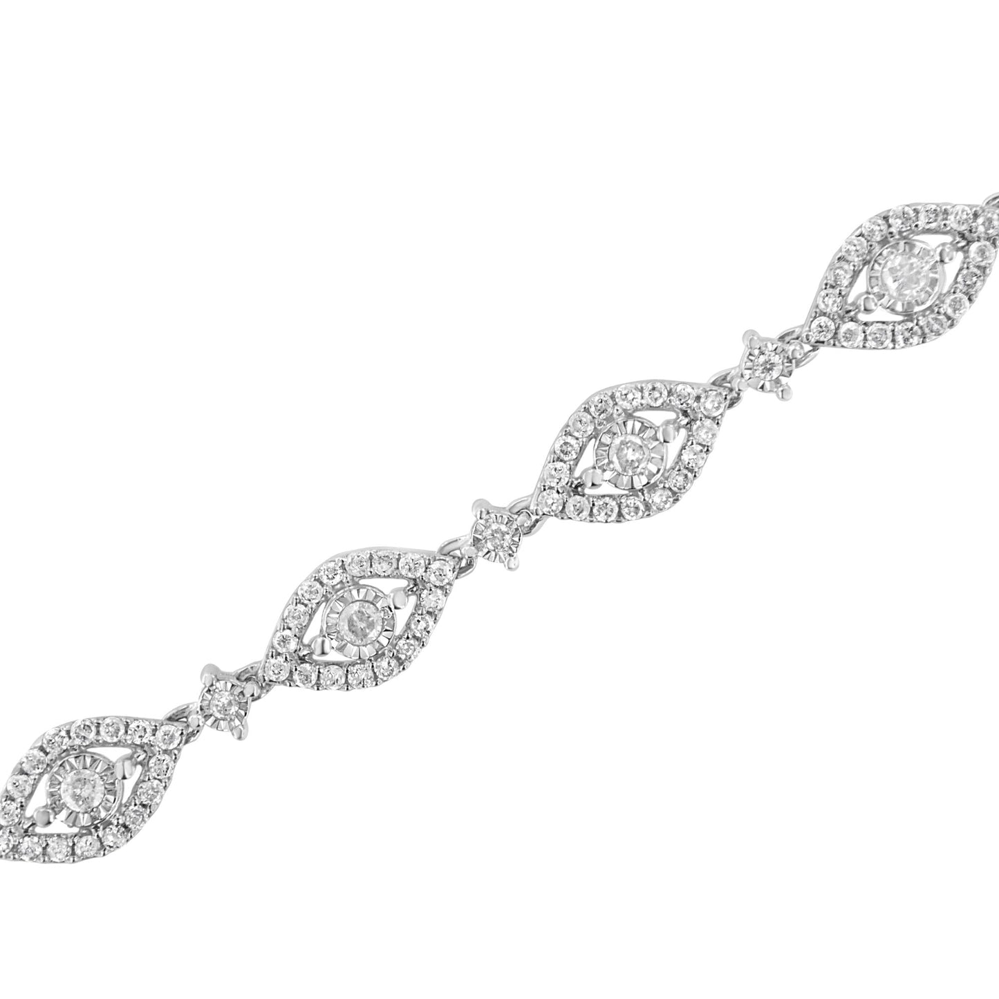 .925 Sterling Silver 2 1/2 Cttw Diamond Pear Shaped and Bezel Link Bracelet (I-J Color, I2-I3 Clarity) - 7.5 "-4