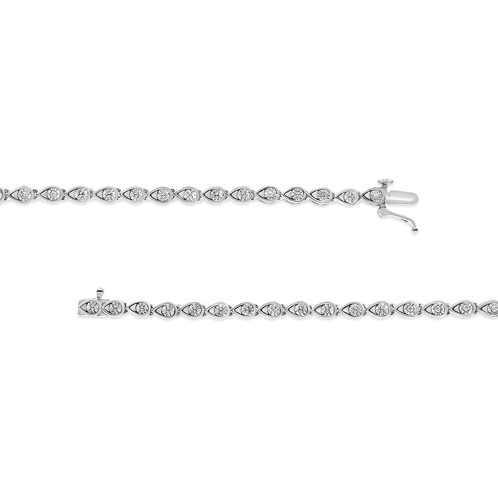 .925 Sterling Silver 1/10 Cttw Round-Cut Diamond Pear Link 7.25" Bracelet (I-J Color, I2-I3 Clarity)-4