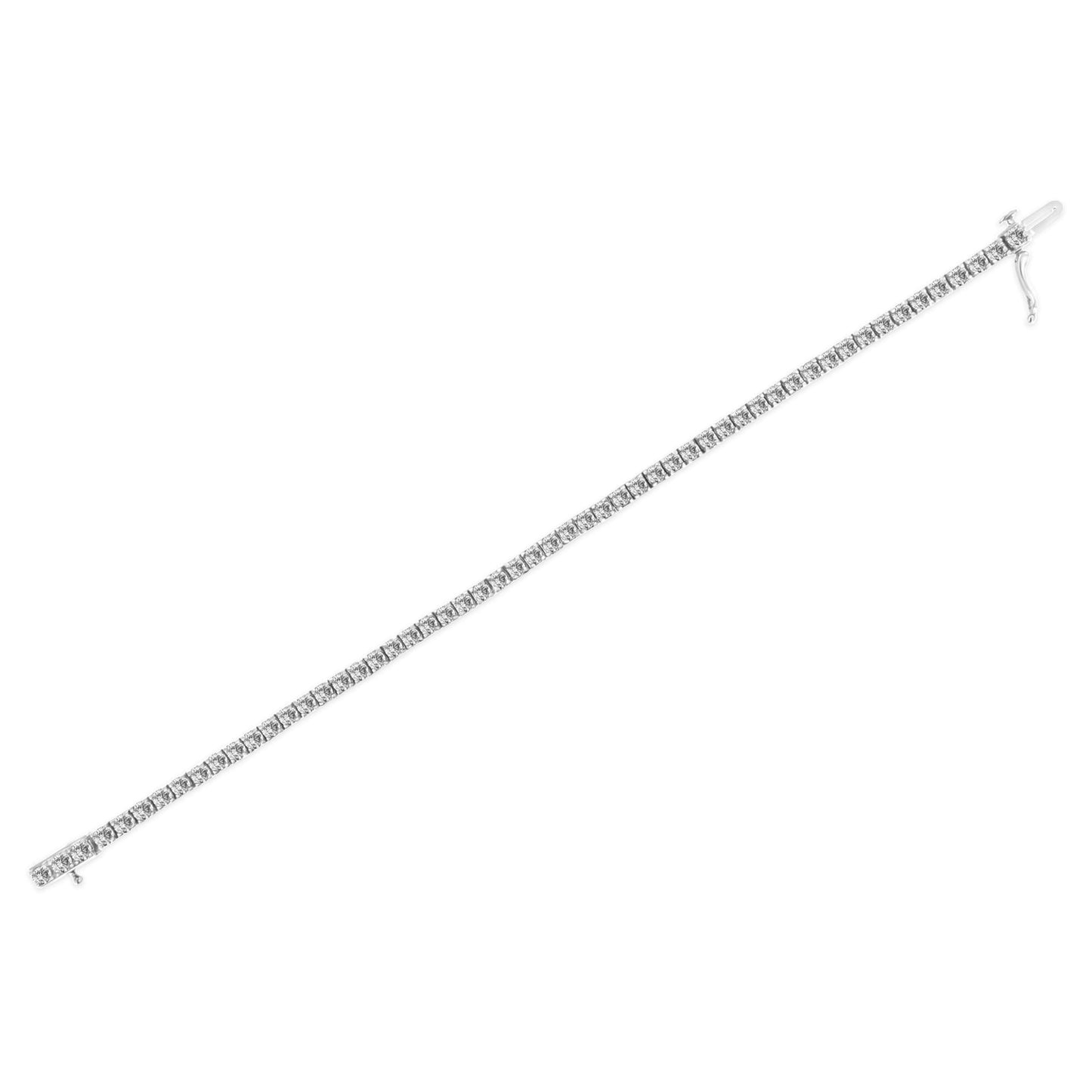 14K White Gold 4-Prong Set Lab Grown Round Diamond Classic Tennis Bracelet (F-G Color, VS1-VS2 Clarity) - 7.25"-4