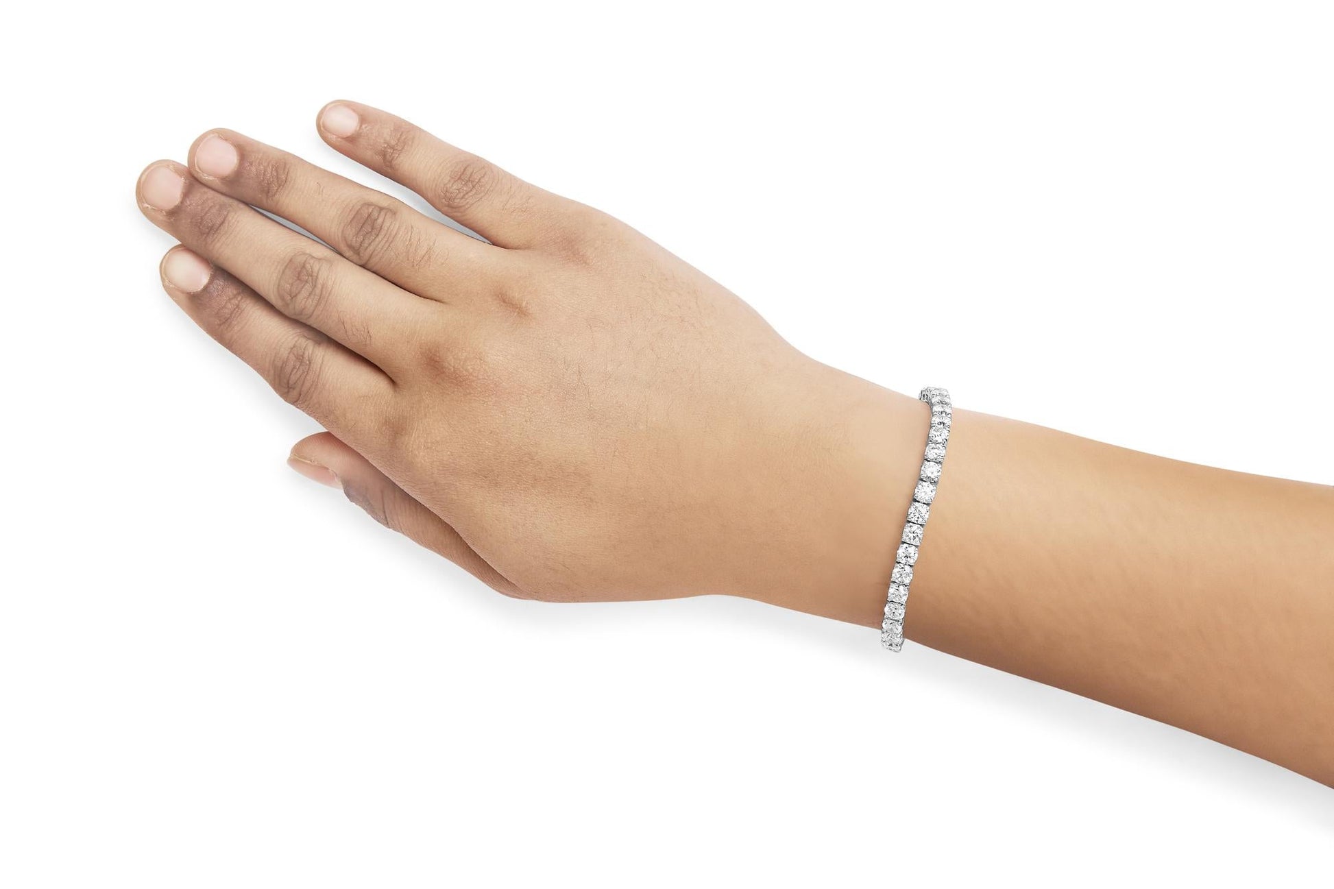 14K White Gold 4-Prong Set Lab Grown Round Diamond Classic Tennis Bracelet (F-G Color, VS1-VS2 Clarity) - 7.25"-2